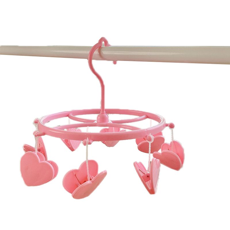 Plastic Hanging Drying Rack Sock Underwear Oversleeve Small Cloth Clip for Home Student Domitory Pink Heart - Image 1
