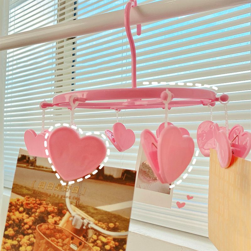 Plastic Hanging Drying Rack Sock Underwear Oversleeve Small Cloth Clip for Home Student Domitory Pink Heart - Image 4