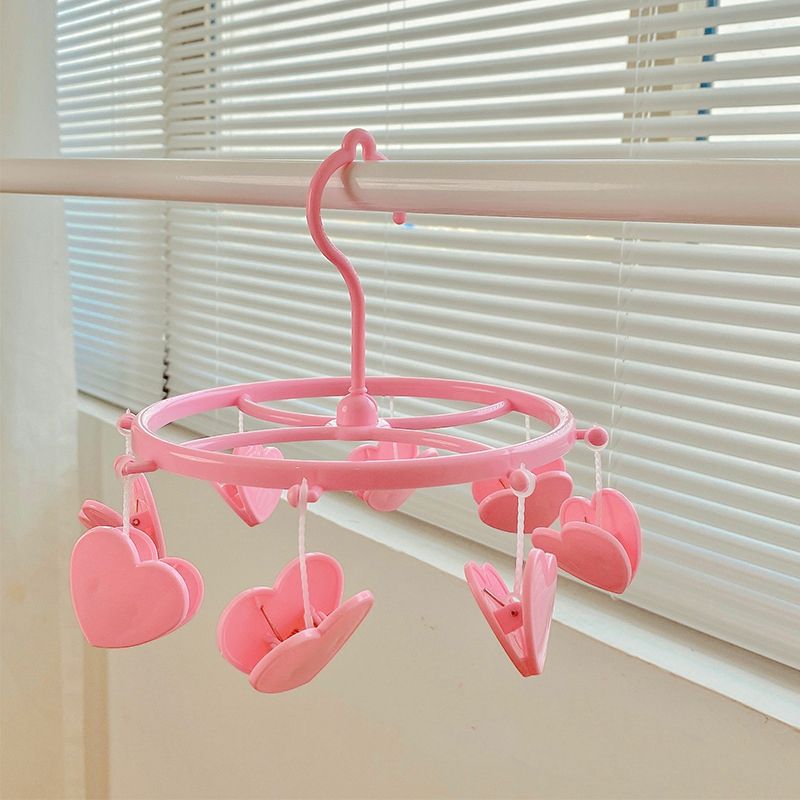 Plastic Hanging Drying Rack Sock Underwear Oversleeve Small Cloth Clip for Home Student Domitory Pink Heart - Image 5