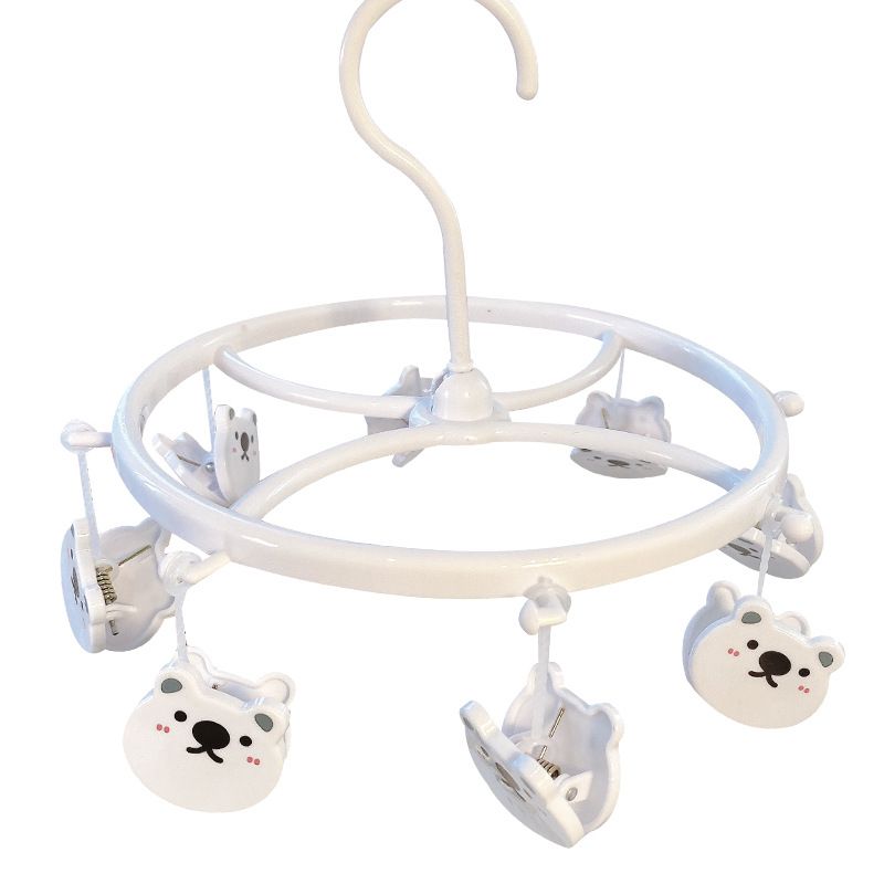 Plastic Hanging Drying Rack Sock Underwear Oversleeve Small Cloth Clip for Home Student Domitory White Bear - Image 1