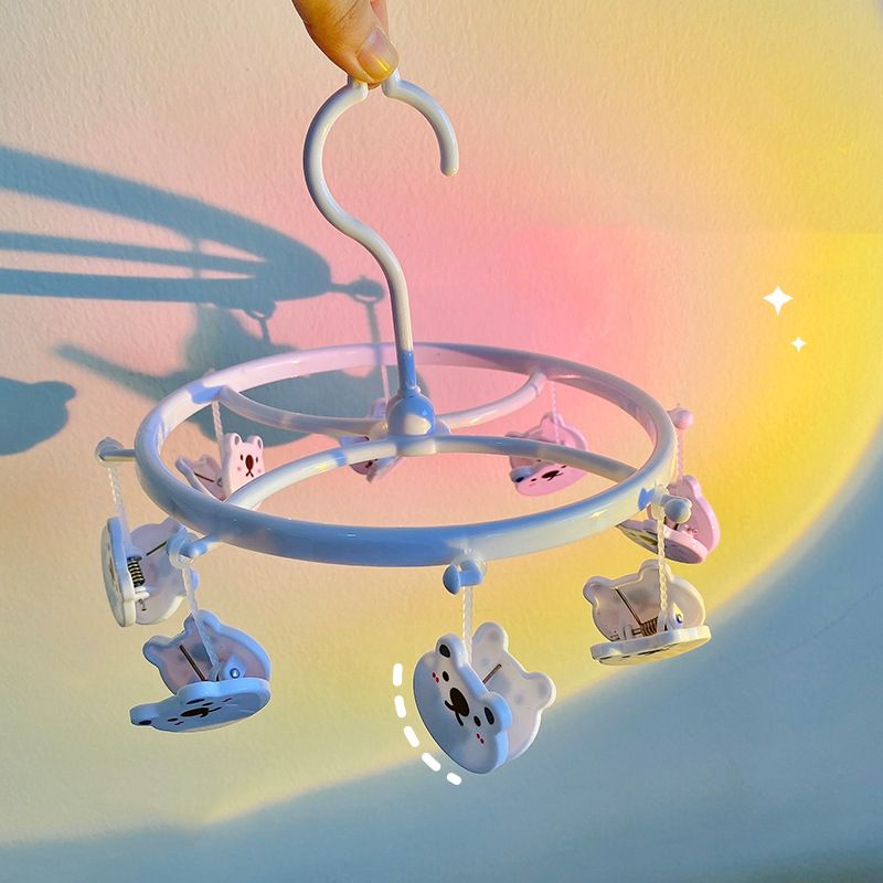 Plastic Hanging Drying Rack Sock Underwear Oversleeve Small Cloth Clip for Home Student Domitory White Bear - Image 3