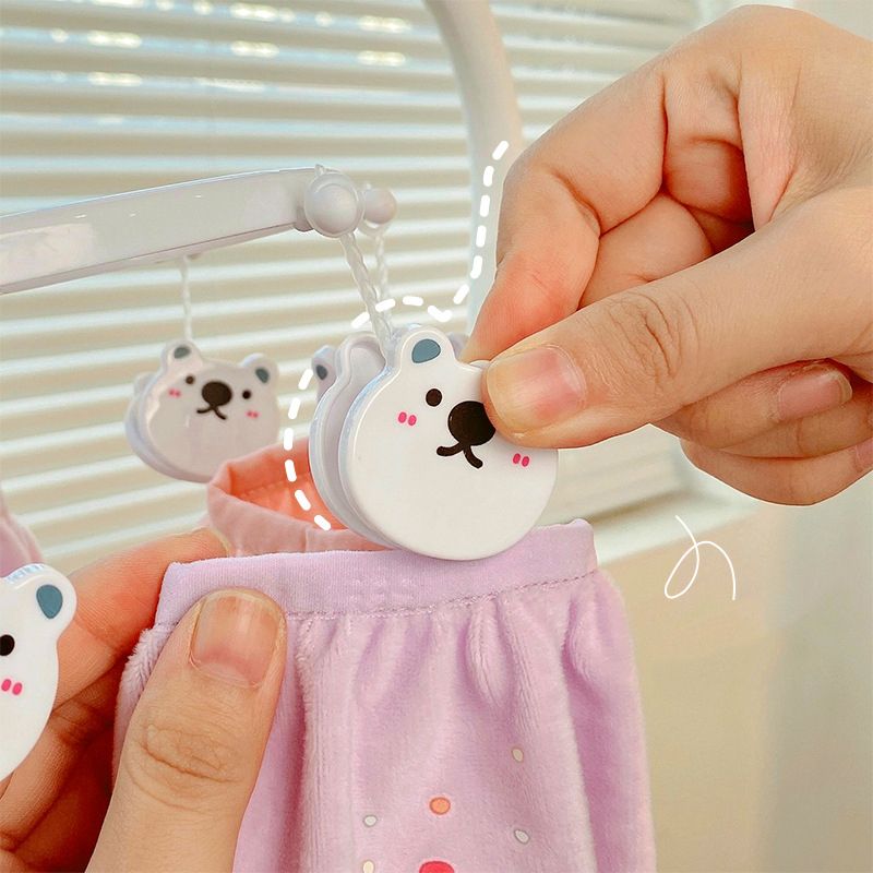 Plastic Hanging Drying Rack Sock Underwear Oversleeve Small Cloth Clip for Home Student Domitory White Bear - Image 4