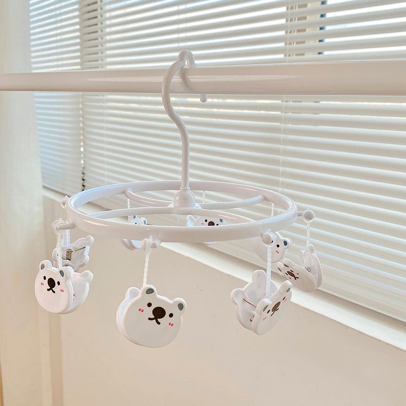 Plastic Hanging Drying Rack Sock Underwear Oversleeve Small Cloth Clip for Home Student Domitory White Bear - Image 5