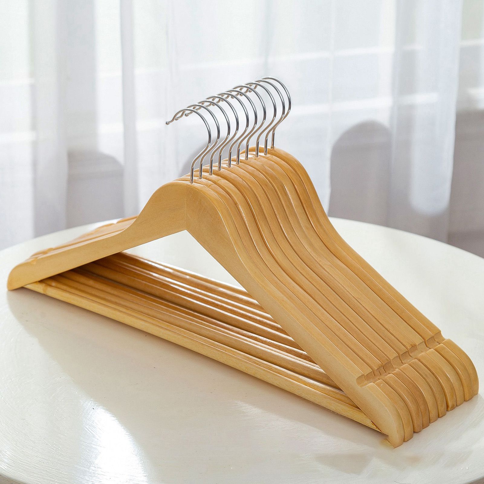 Wooden Coat Hanger Non Slip Clothes Hanging Rack 360 Degree Rotation Suit Hangers for Home 44.5cm 10pcs - Image 1
