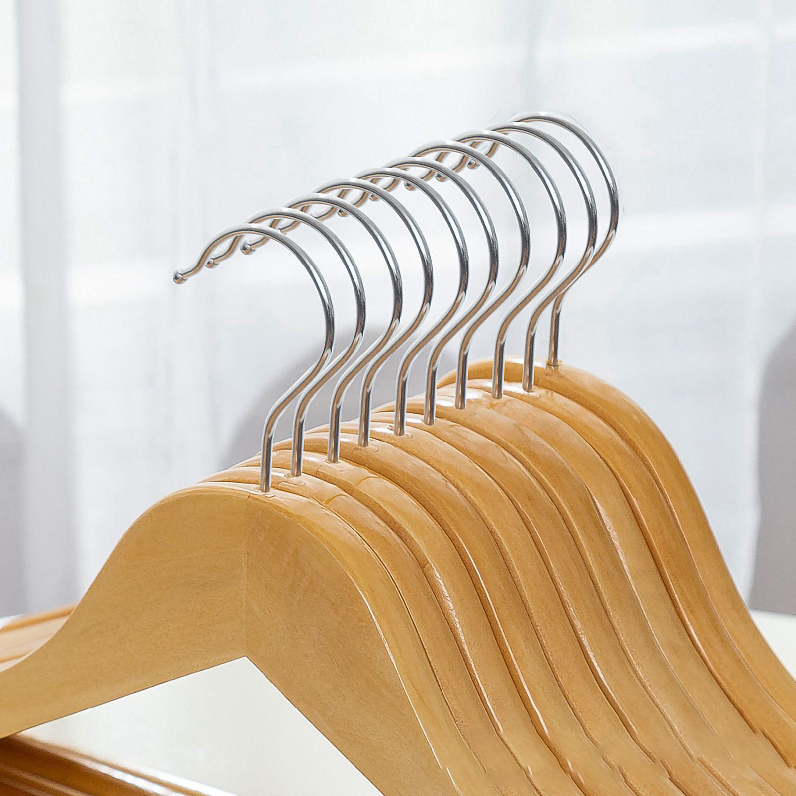 Wooden Coat Hanger Non Slip Clothes Hanging Rack 360 Degree Rotation Suit Hangers for Home 44.5cm 10pcs - Image 2