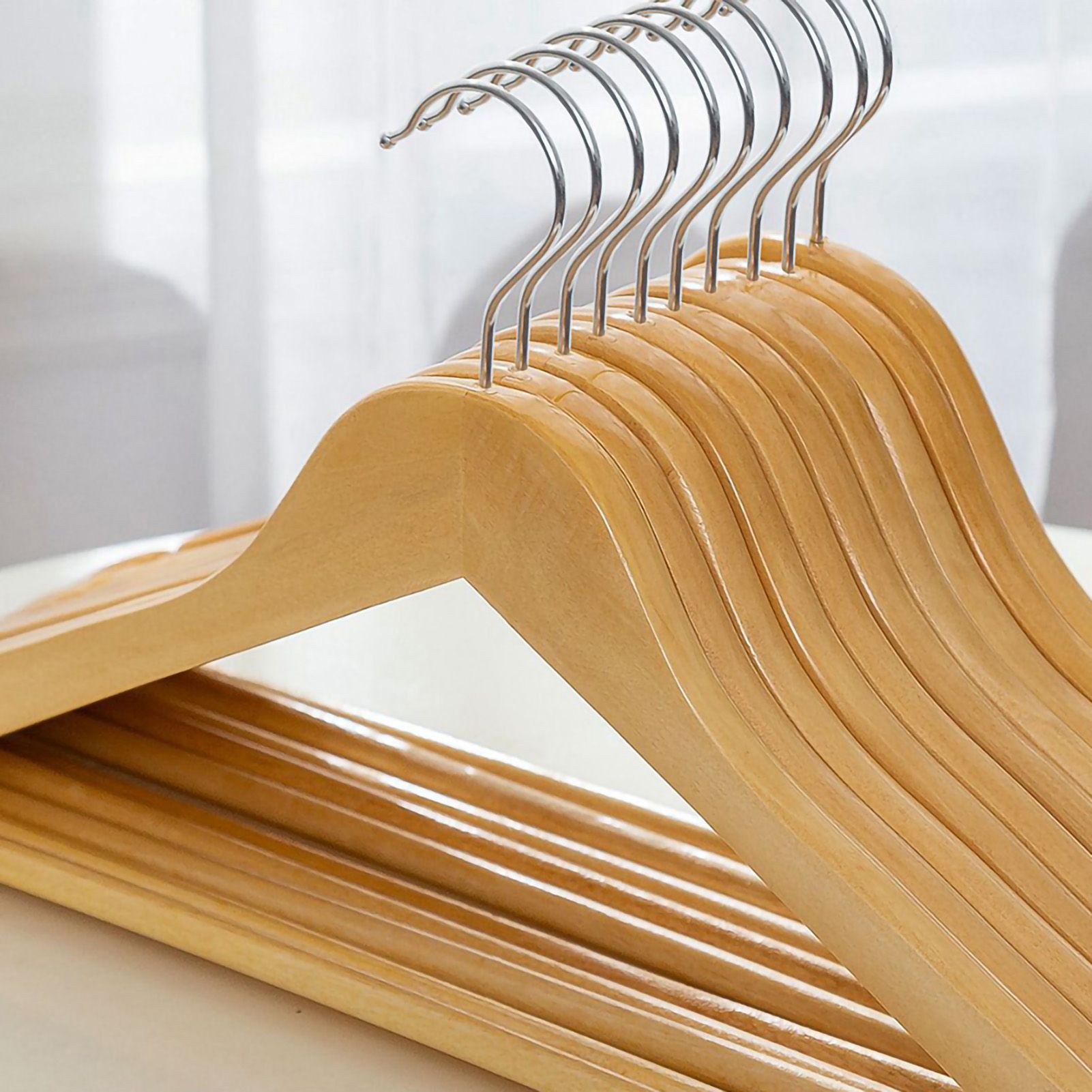 Wooden Coat Hanger Non Slip Clothes Hanging Rack 360 Degree Rotation Suit Hangers for Home 44.5cm 10pcs - Image 5