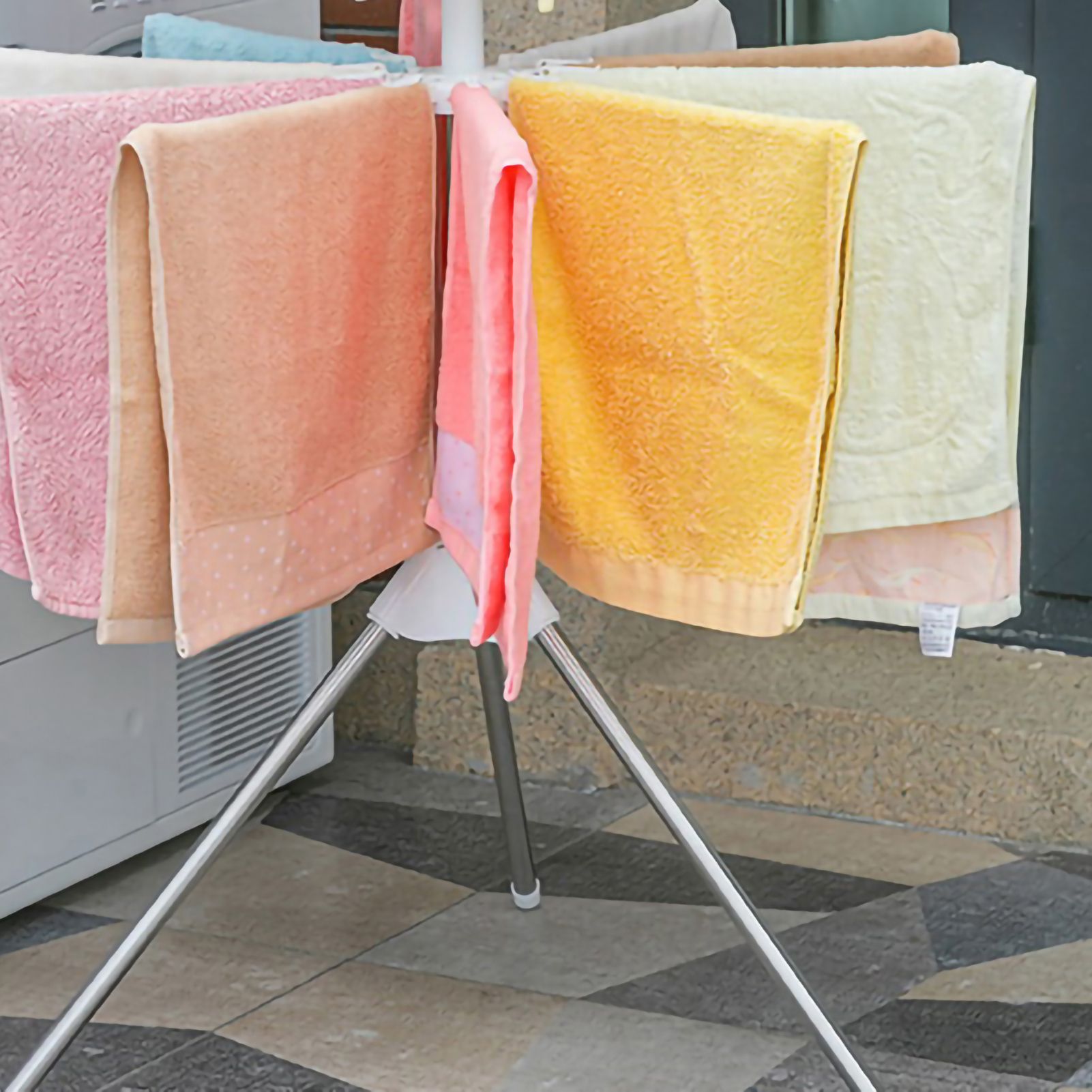Clothes Drying Rack 360 Degree Rotating Folding Design Reliable Load Bearing Stainless Steel Laundry Accessories 2 Layer White - Image 4
