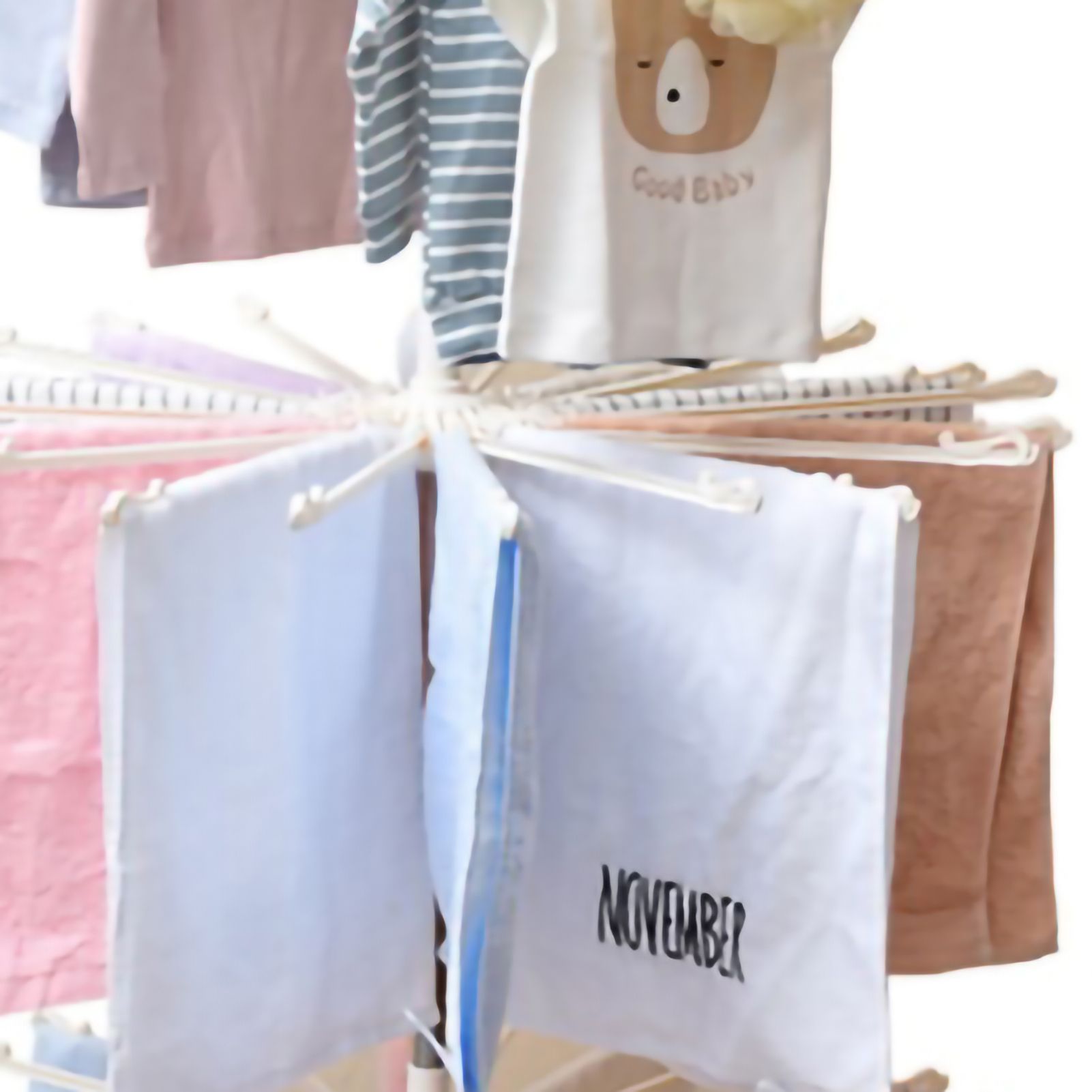 Clothes Drying Rack 360 Degree Rotating Folding Design Reliable Load Bearing Stainless Steel Laundry Accessories 3 Layer White - Image 2