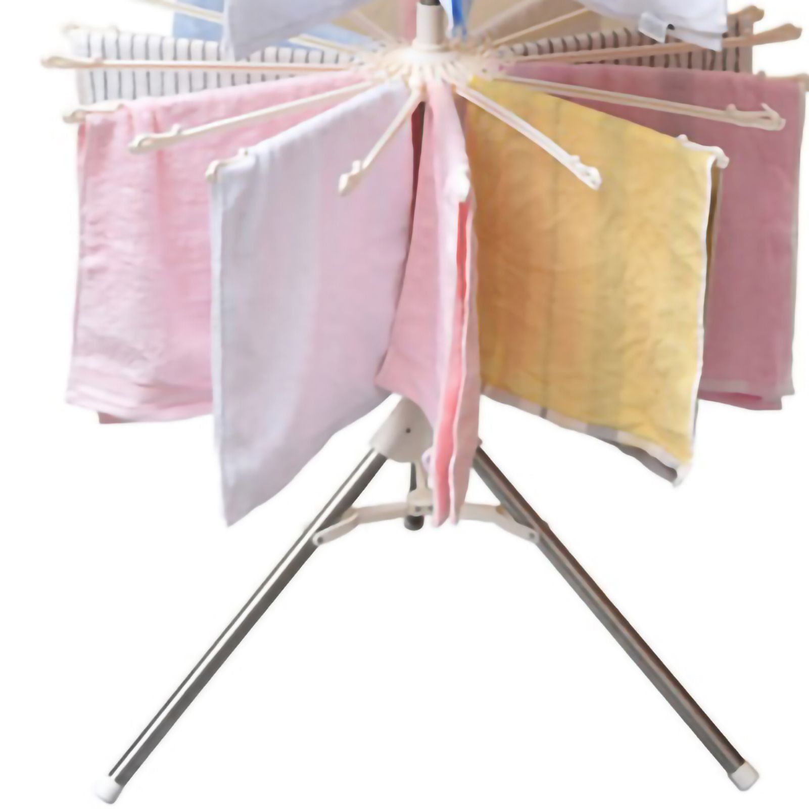Clothes Drying Rack 360 Degree Rotating Folding Design Reliable Load Bearing Stainless Steel Laundry Accessories 3 Layer White - Image 3