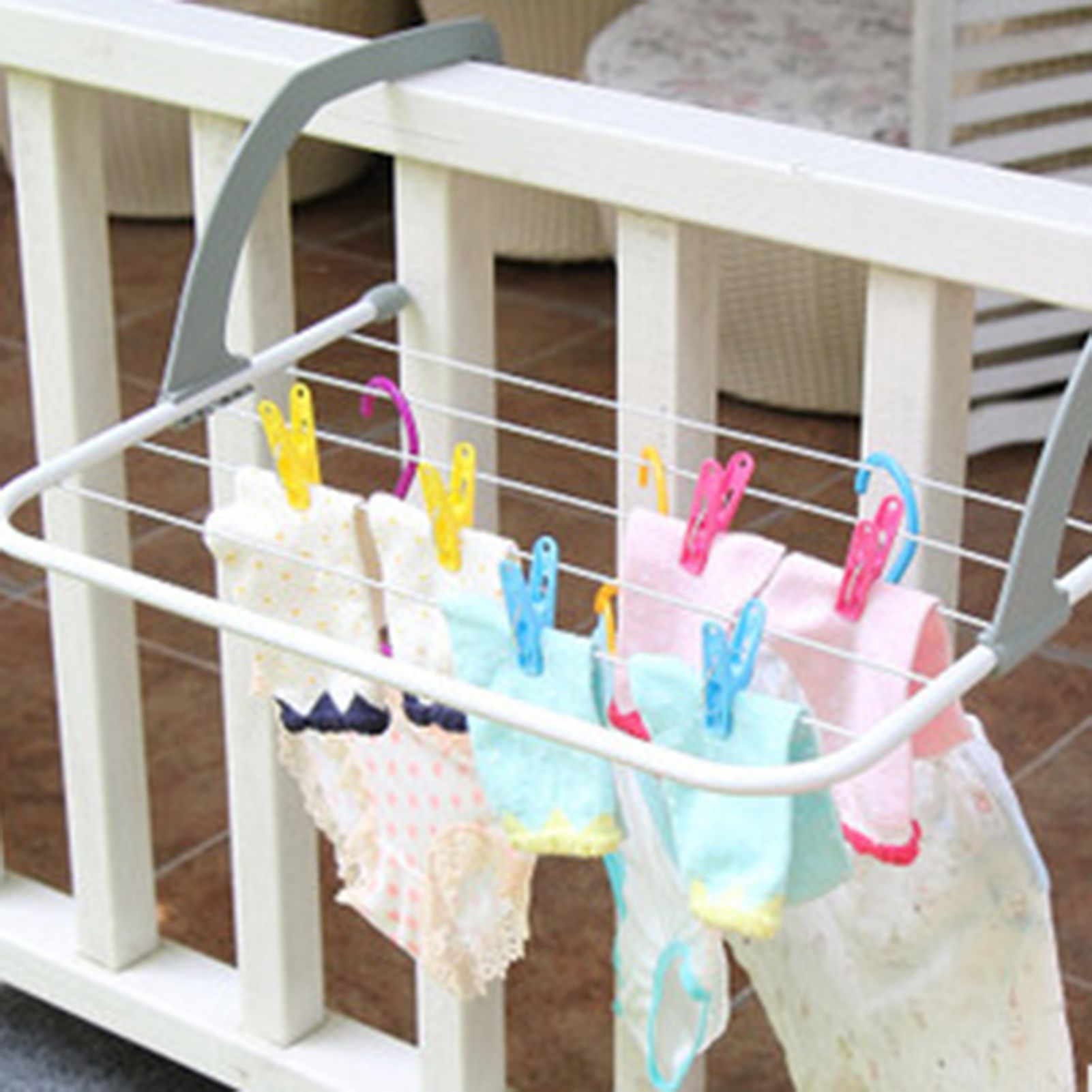 Portable Clothes Drying Rack Multipurpose Collapsible Hanging Drying Rack for Balcony Railings Windowsill Grey - Image 4