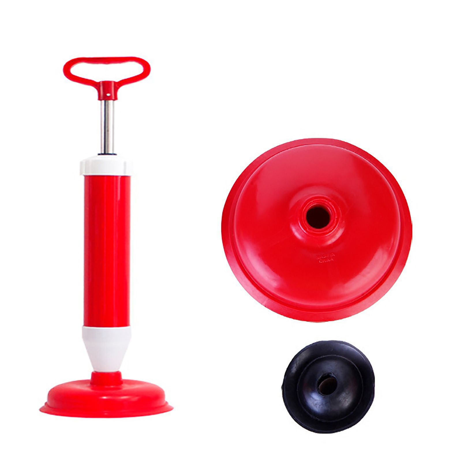 Vacuum Toilet Pipe Plunger Large Suction Cups Quickly Unblock Household Sewer Dredging Plunger Stainless Steel Rod with Small Head - Image 1