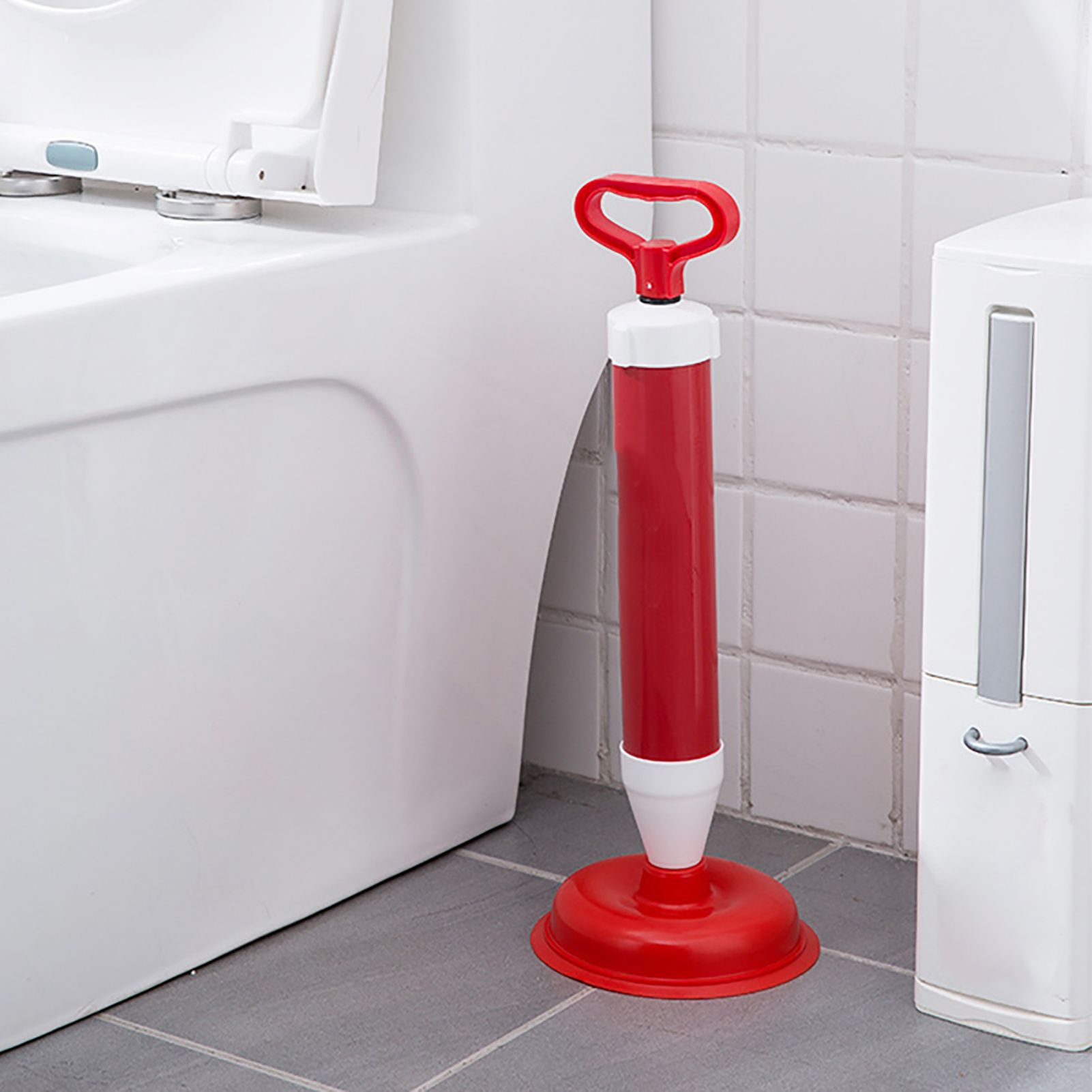 Vacuum Toilet Pipe Plunger Large Suction Cups Quickly Unblock Household Sewer Dredging Plunger Stainless Steel Rod with Small Head - Image 4
