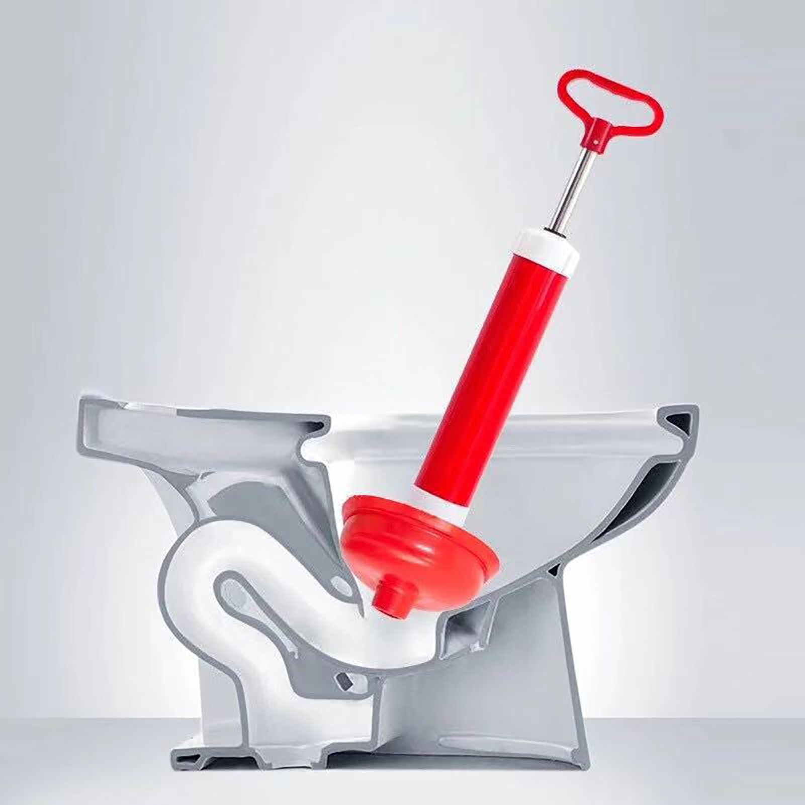 Vacuum Toilet Pipe Plunger Large Suction Cups Quickly Unblock Household Sewer Dredging Plunger Stainless Steel Rod with Small Head - Image 5