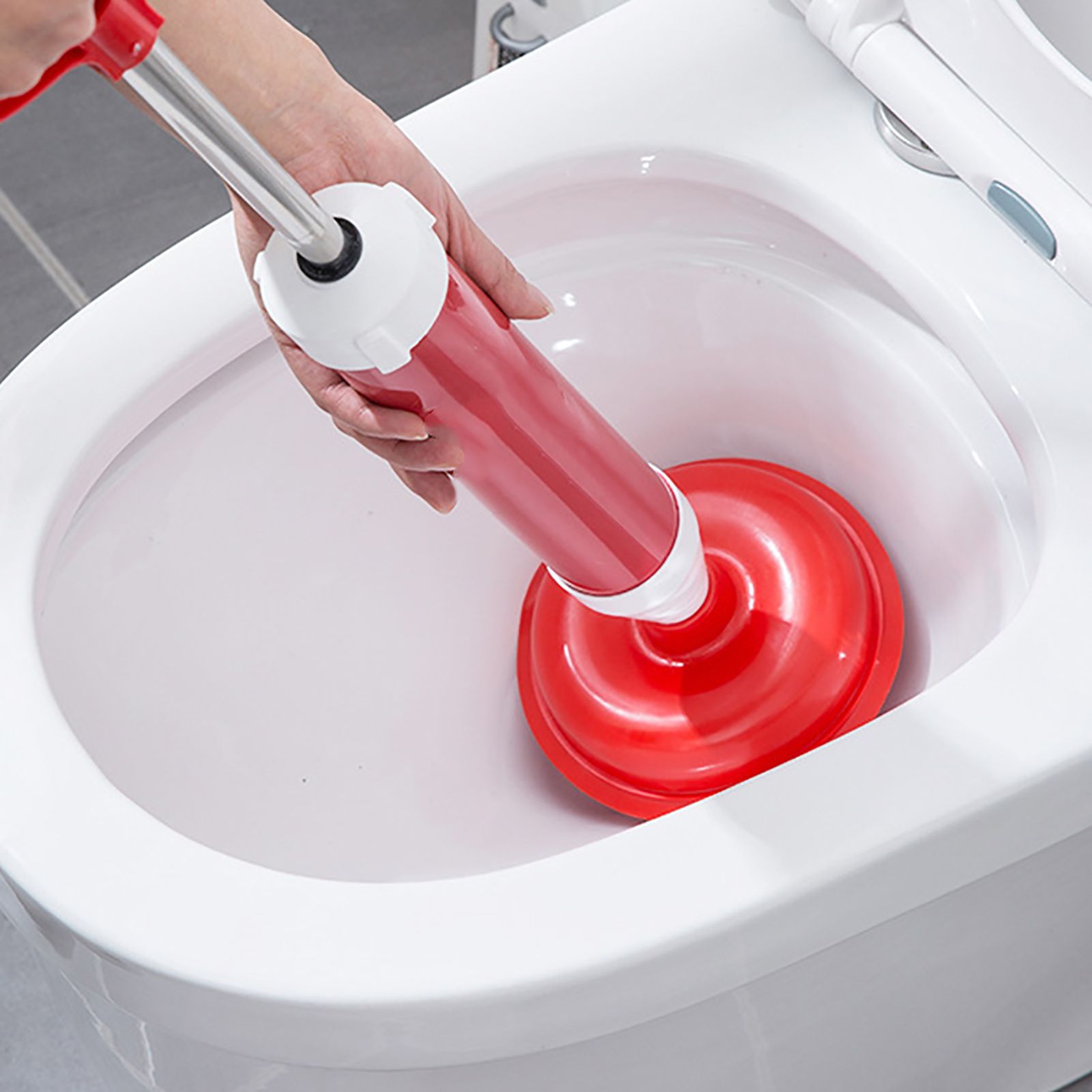 Vacuum Toilet Pipe Plunger Large Suction Cups Quickly Unblock Household Sewer Dredging Plunger Stainless Steel Rod with Small Head - Image 6