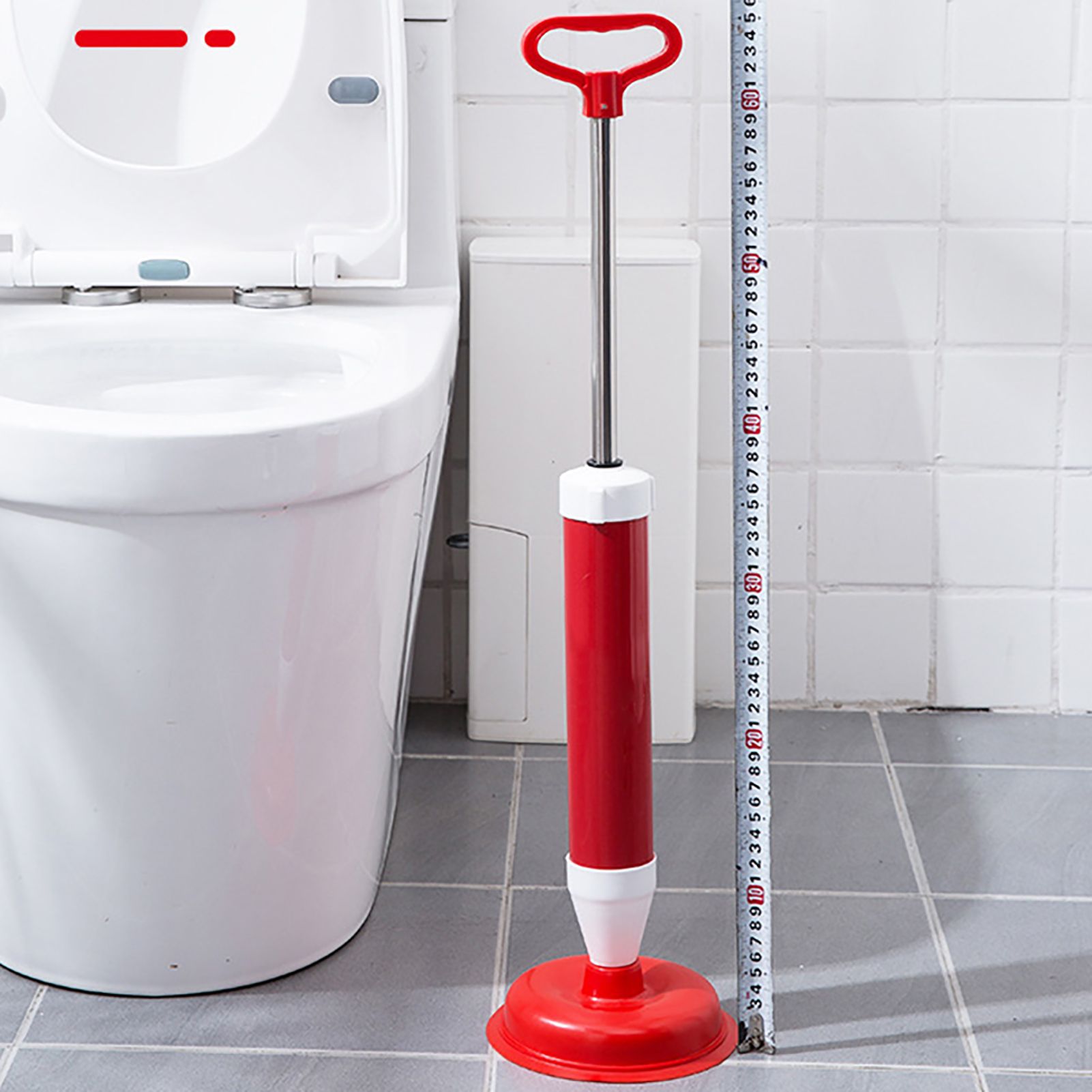 Vacuum Toilet Pipe Plunger Large Suction Cups Quickly Unblock Household Sewer Dredging Plunger Stainless Steel Rod with Small Head - Image 7