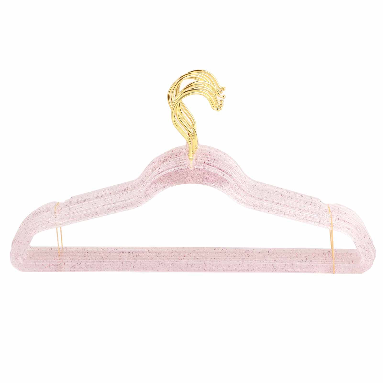 10Pcs Clothes Hangers Plastic 40cm Glitter Transparent Crystal Seamless Clothes Racks for Closet Wardrobe Red Glitter - Image 1