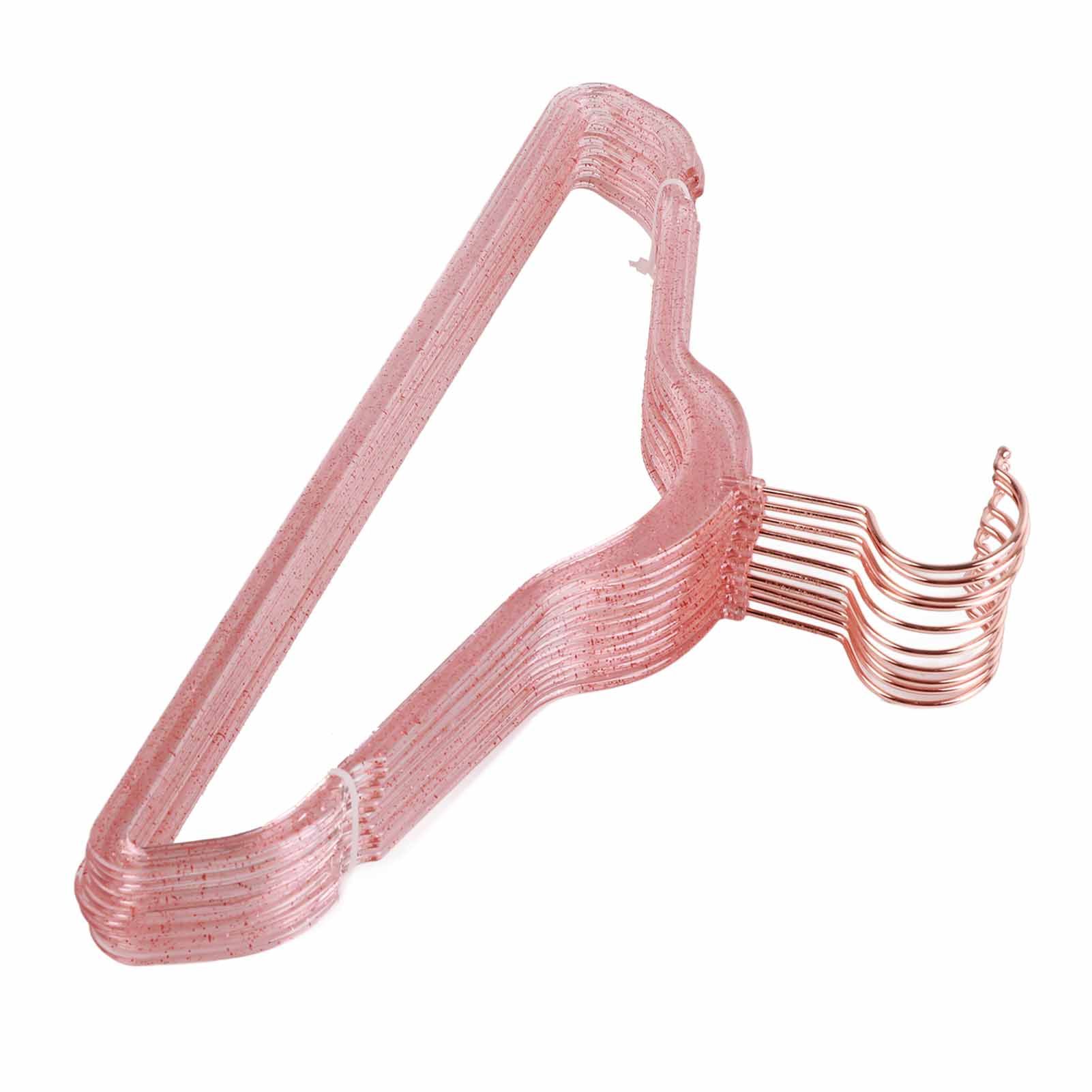 10Pcs Clothes Hangers Plastic 40cm Glitter Transparent Crystal Seamless Clothes Racks for Closet Wardrobe Red Glitter - Image 3