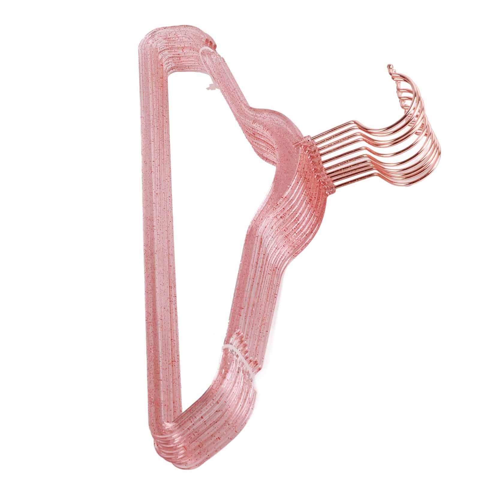 10Pcs Clothes Hangers Plastic 40cm Glitter Transparent Crystal Seamless Clothes Racks for Closet Wardrobe Red Glitter - Image 4