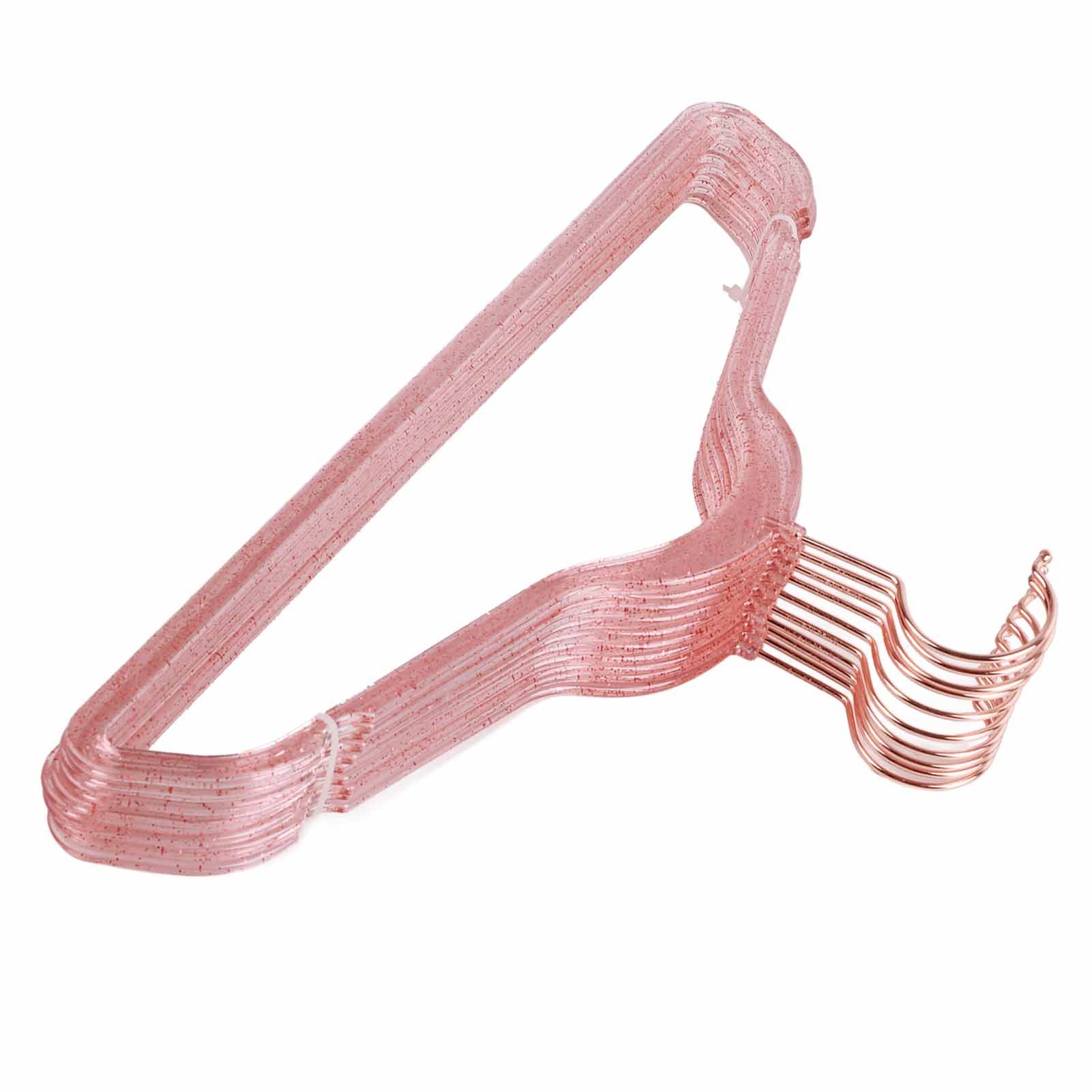 10Pcs Clothes Hangers Plastic 40cm Glitter Transparent Crystal Seamless Clothes Racks for Closet Wardrobe Red Glitter - Image 5