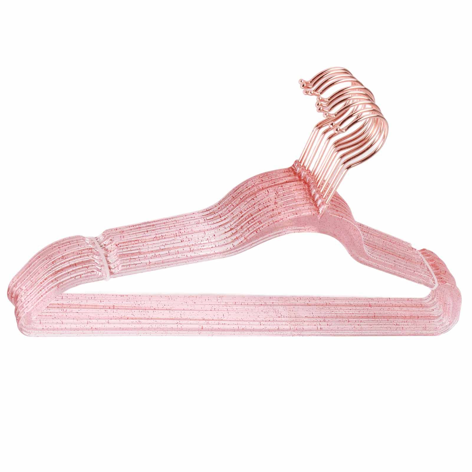 10Pcs Clothes Hangers Plastic 40cm Glitter Transparent Crystal Seamless Clothes Racks for Closet Wardrobe Red Glitter - Image 7