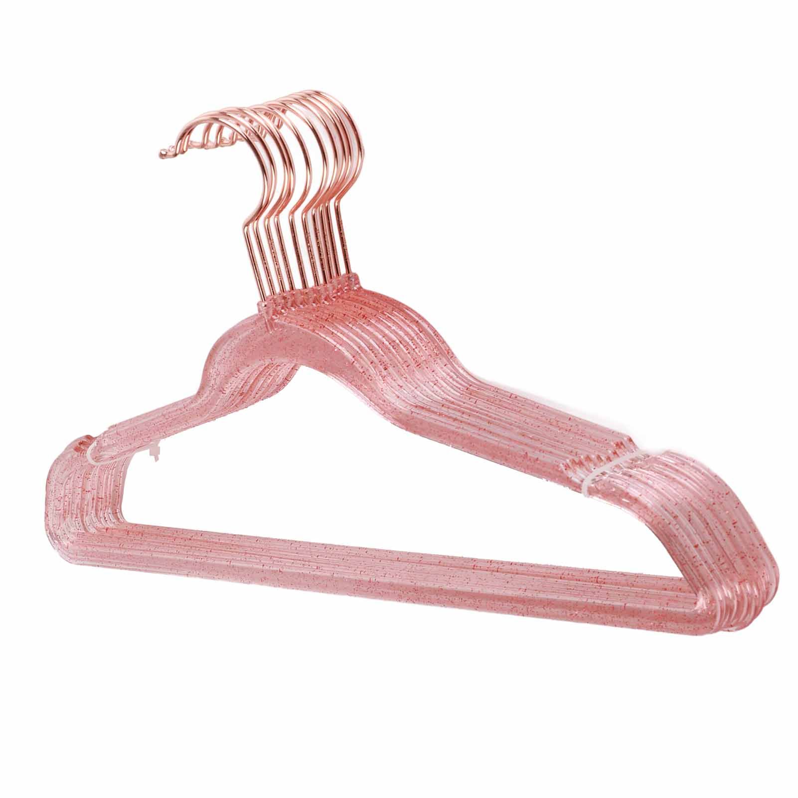 10Pcs Clothes Hangers Plastic 40cm Glitter Transparent Crystal Seamless Clothes Racks for Closet Wardrobe Red Glitter - Image 8