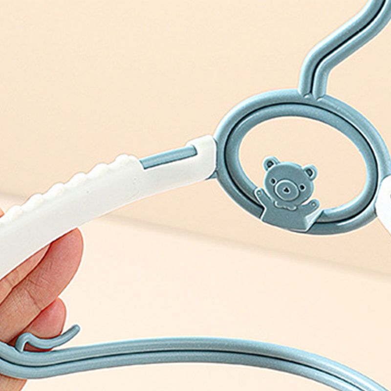 Children Hanger Plastic Lovely Adjustable High Toughness Non Slip Clothes Hanger for Kids Nordic Blue - Image 4