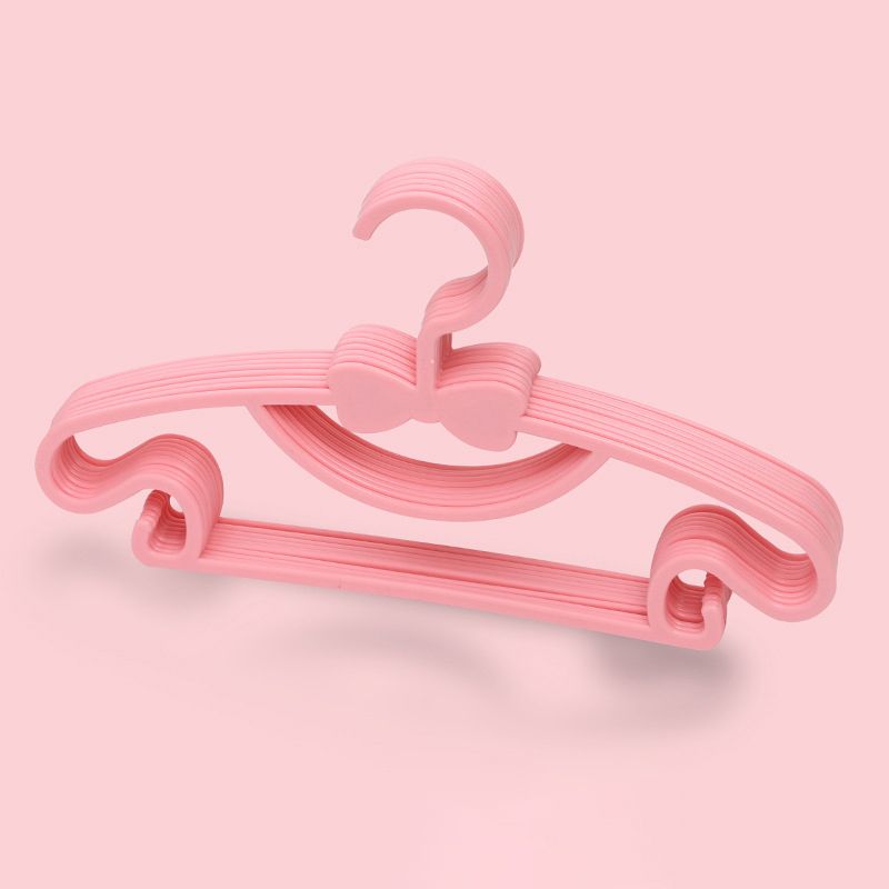 10PCS Kids Storage Hangers Plastic Thicken Bow Knot Coat Drying Hanger for Toddler Baby Pink - Image 1