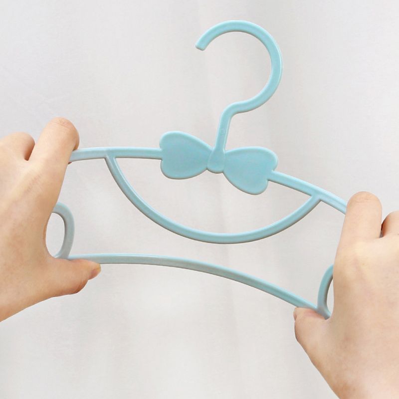 10PCS Kids Storage Hangers Plastic Thicken Bow Knot Coat Drying Hanger for Toddler Baby Blue - Image 3