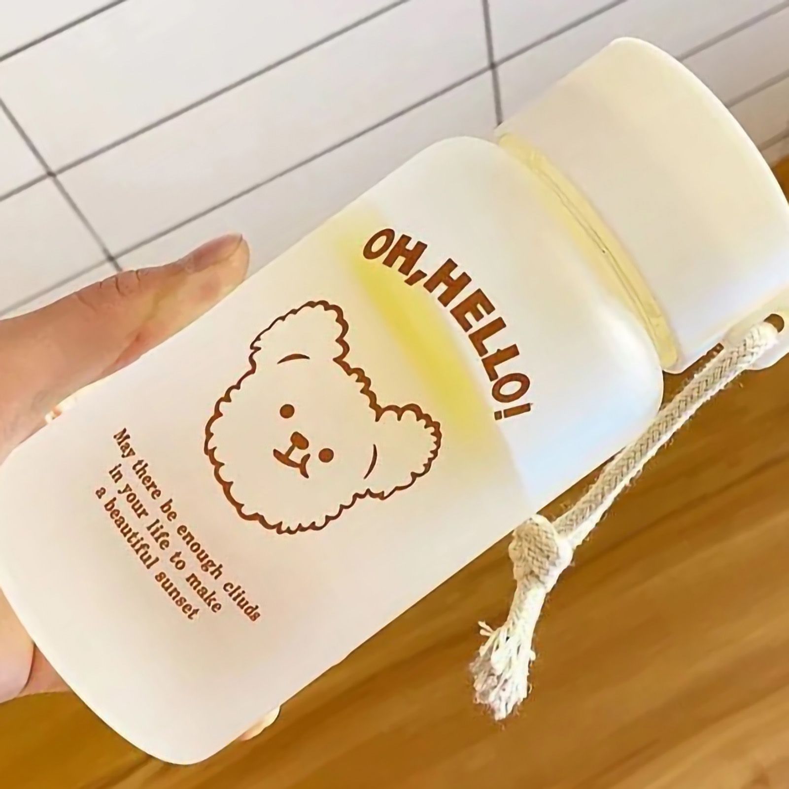 Kids Water Bottle Cute Cartoon Printing Handle Design Healthy Odorless Good Sealing Students Water Cup Bear Head - Image 3