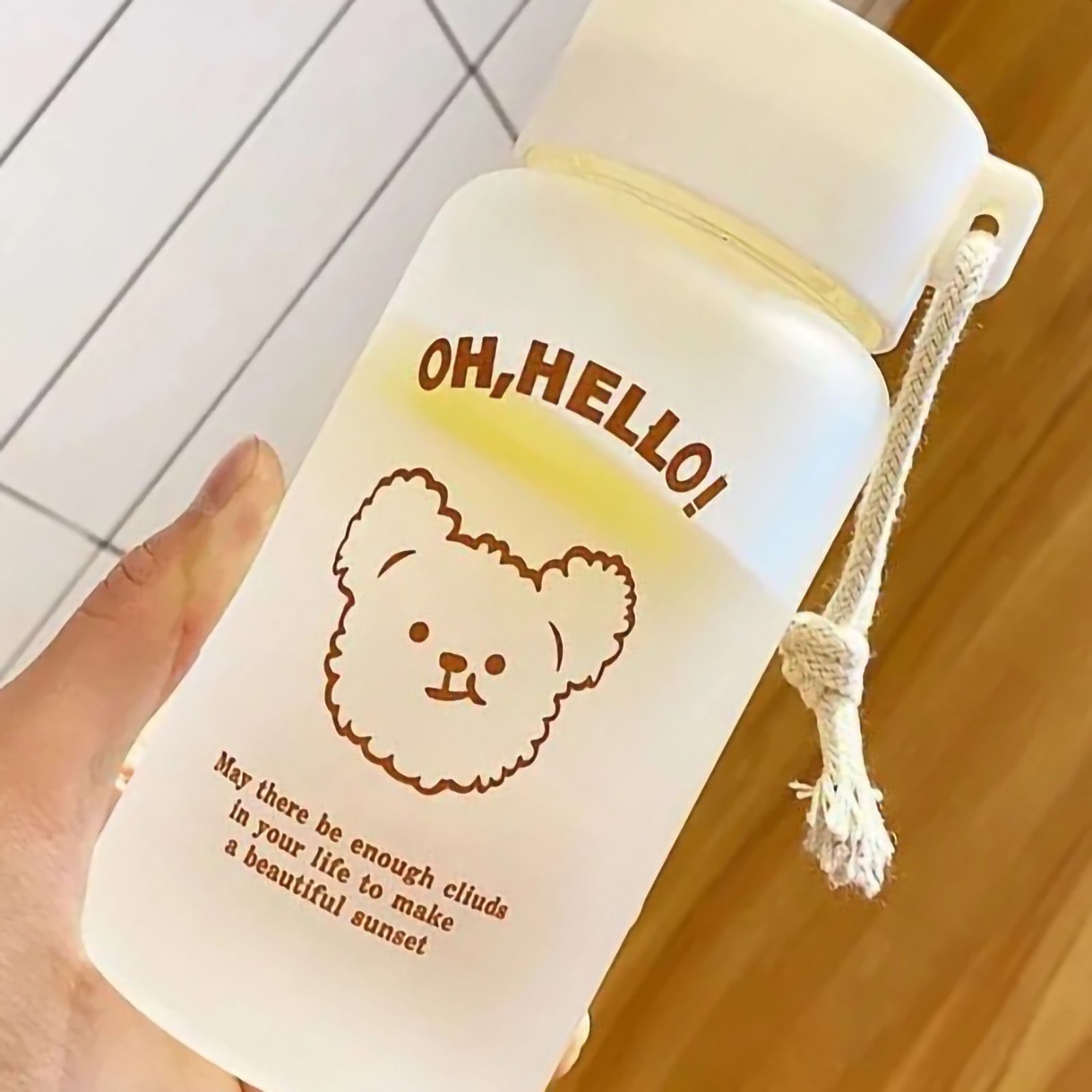 Kids Water Bottle Cute Cartoon Printing Handle Design Healthy Odorless Good Sealing Students Water Cup Bear Head - Image 4