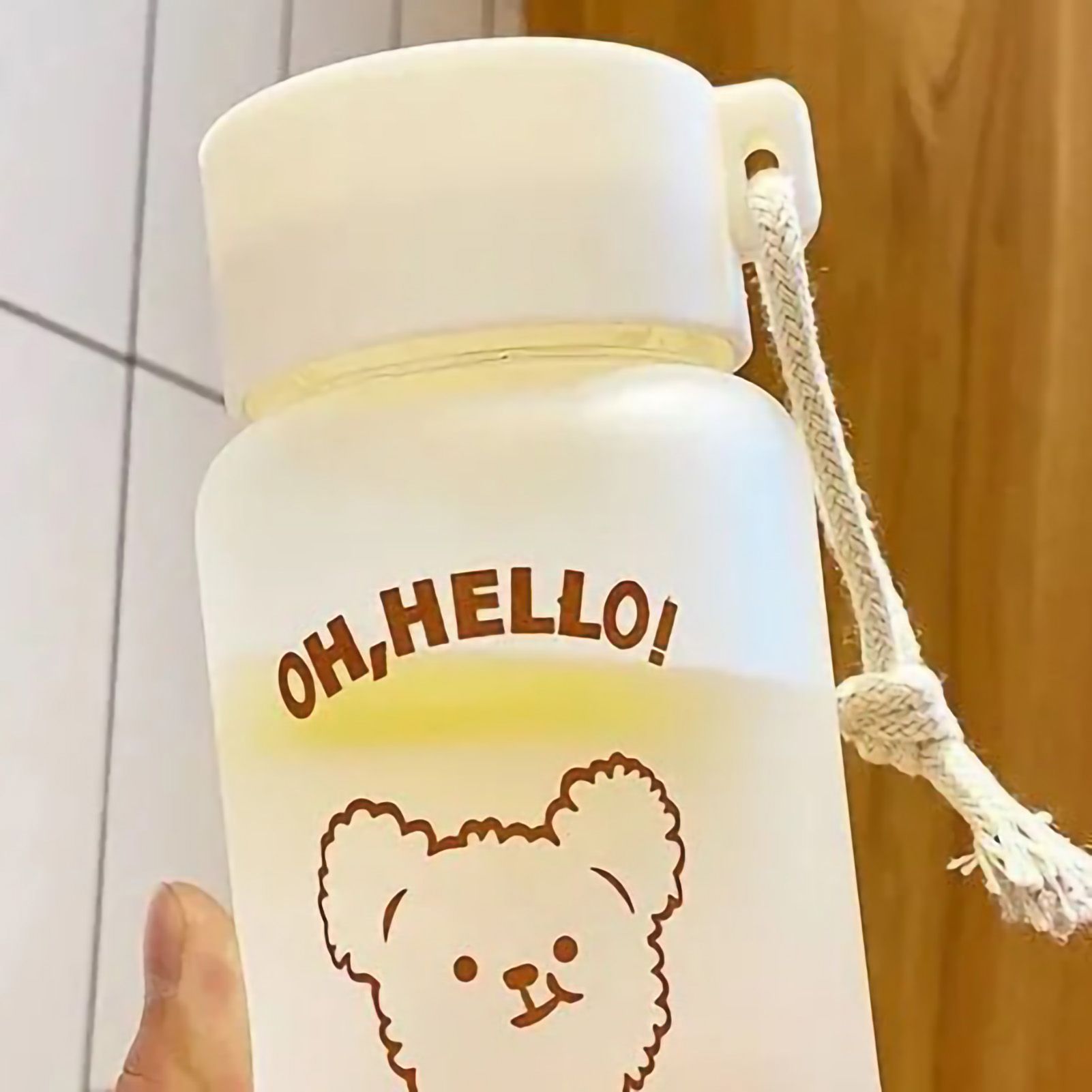 Kids Water Bottle Cute Cartoon Printing Handle Design Healthy Odorless Good Sealing Students Water Cup Bear Head - Image 5