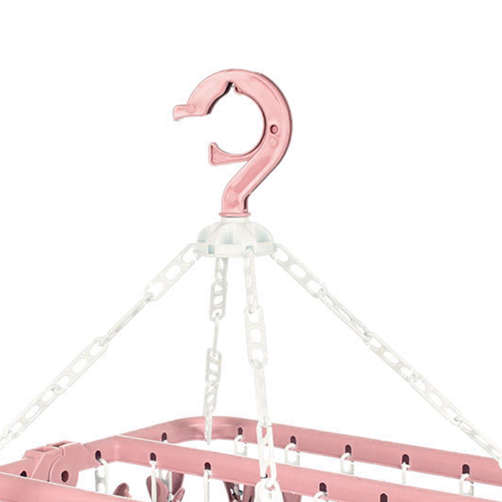 32 Clip Folding Hanger 360 Degree Rotation Household Laundry Clip Rack with Windproof Lock Drying Rack Pink C0NCQ - Image 4