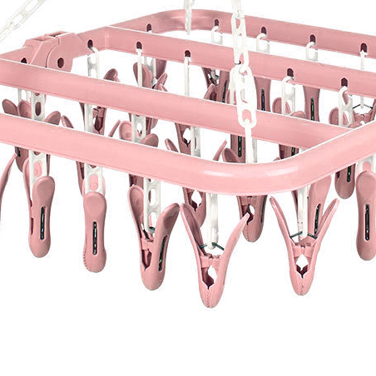 32 Clip Folding Hanger 360 Degree Rotation Household Laundry Clip Rack with Windproof Lock Drying Rack Pink C0NCQ - Image 5