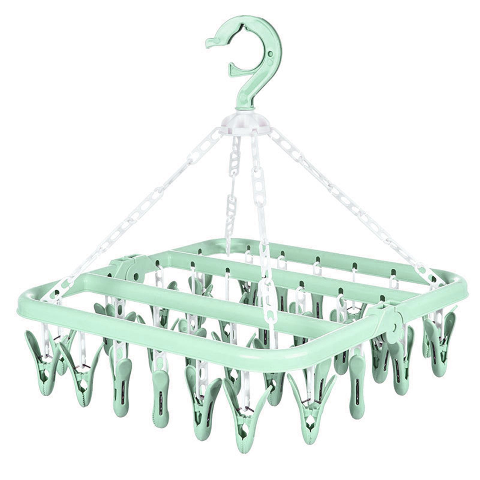 32 Clip Folding Hanger 360 Degree Rotation Household Laundry Clip Rack with Windproof Lock Drying Rack Green C0NCN - Image 1