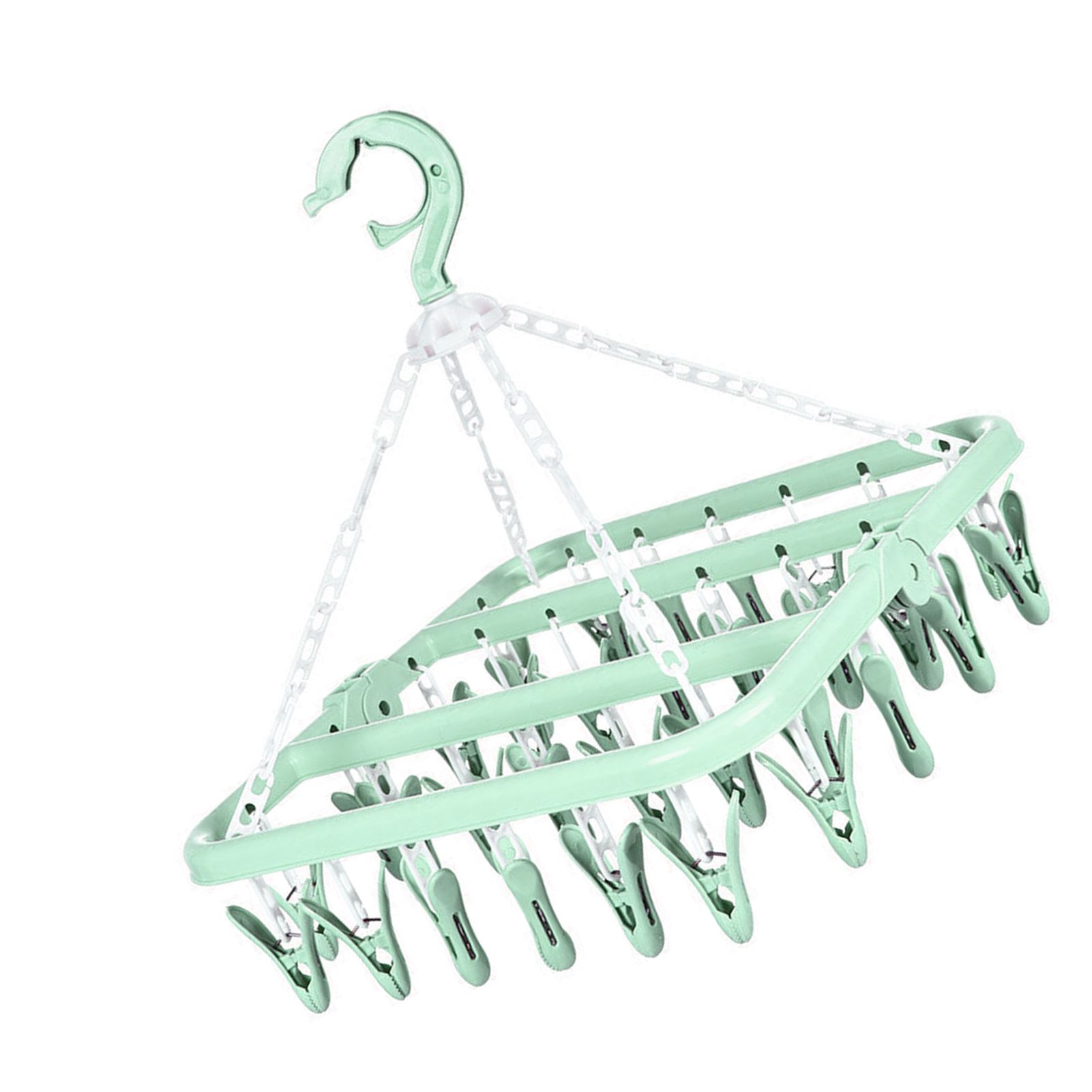 32 Clip Folding Hanger 360 Degree Rotation Household Laundry Clip Rack with Windproof Lock Drying Rack Green C0NCN - Image 2