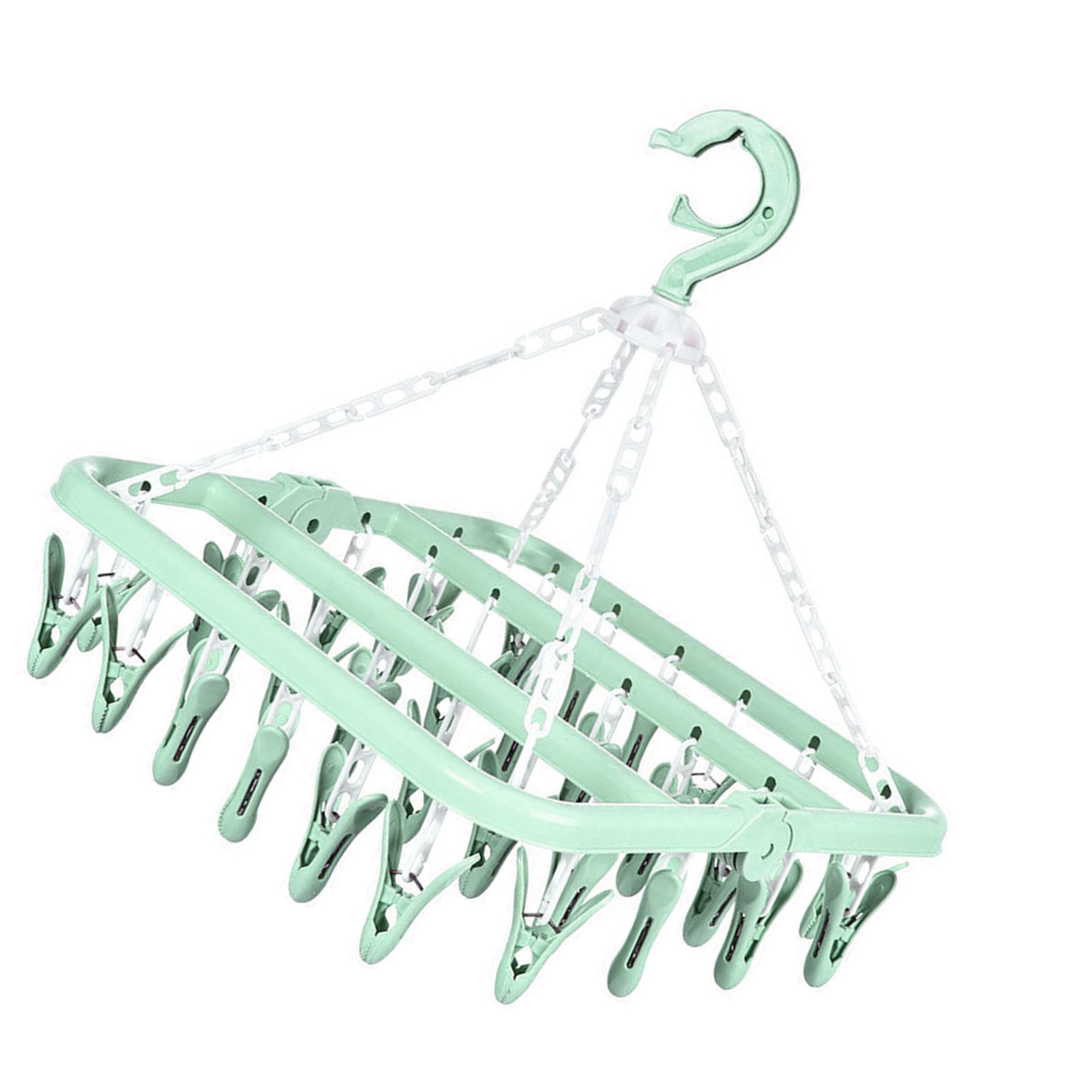 32 Clip Folding Hanger 360 Degree Rotation Household Laundry Clip Rack with Windproof Lock Drying Rack Green C0NCN - Image 3