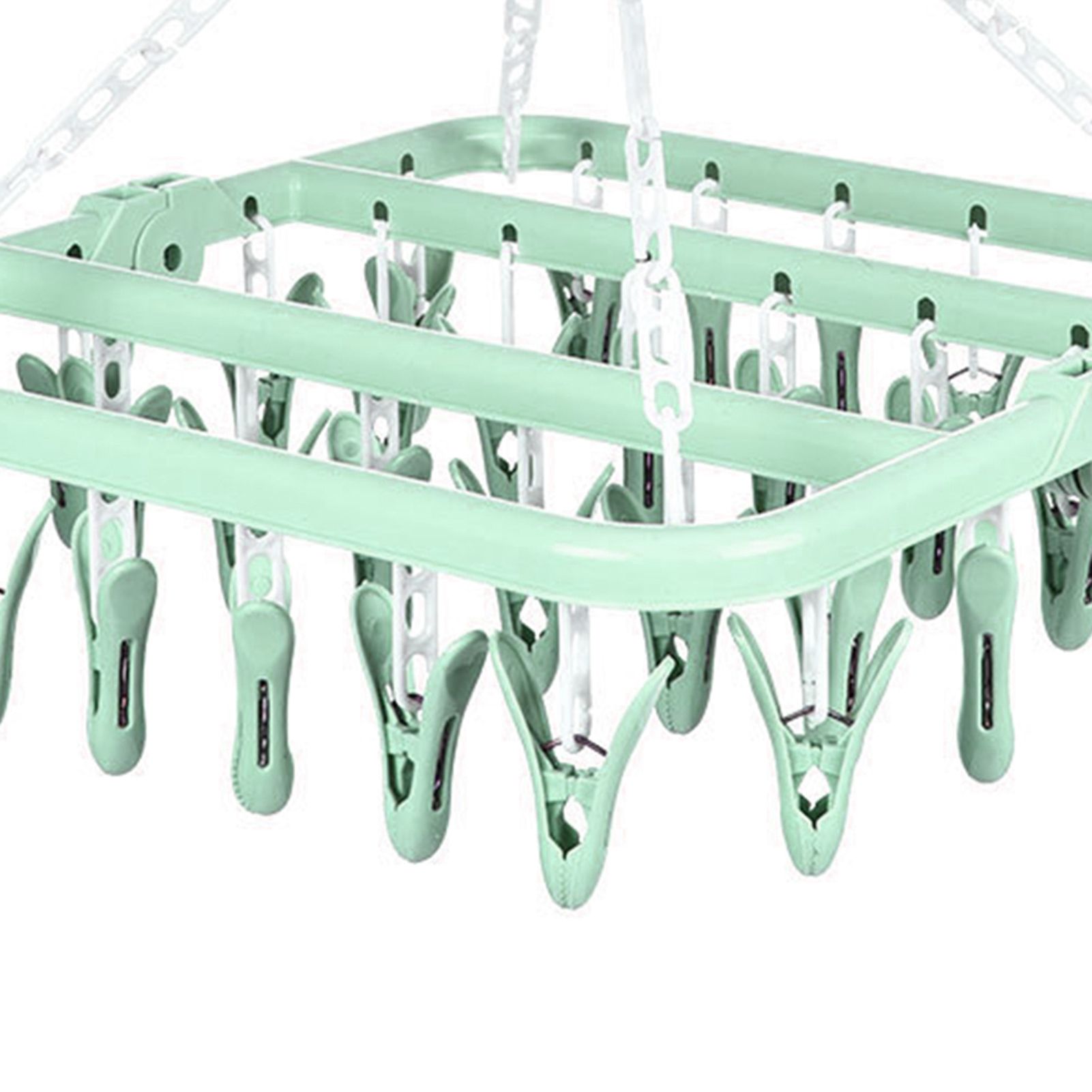 32 Clip Folding Hanger 360 Degree Rotation Household Laundry Clip Rack with Windproof Lock Drying Rack Green C0NCN - Image 5