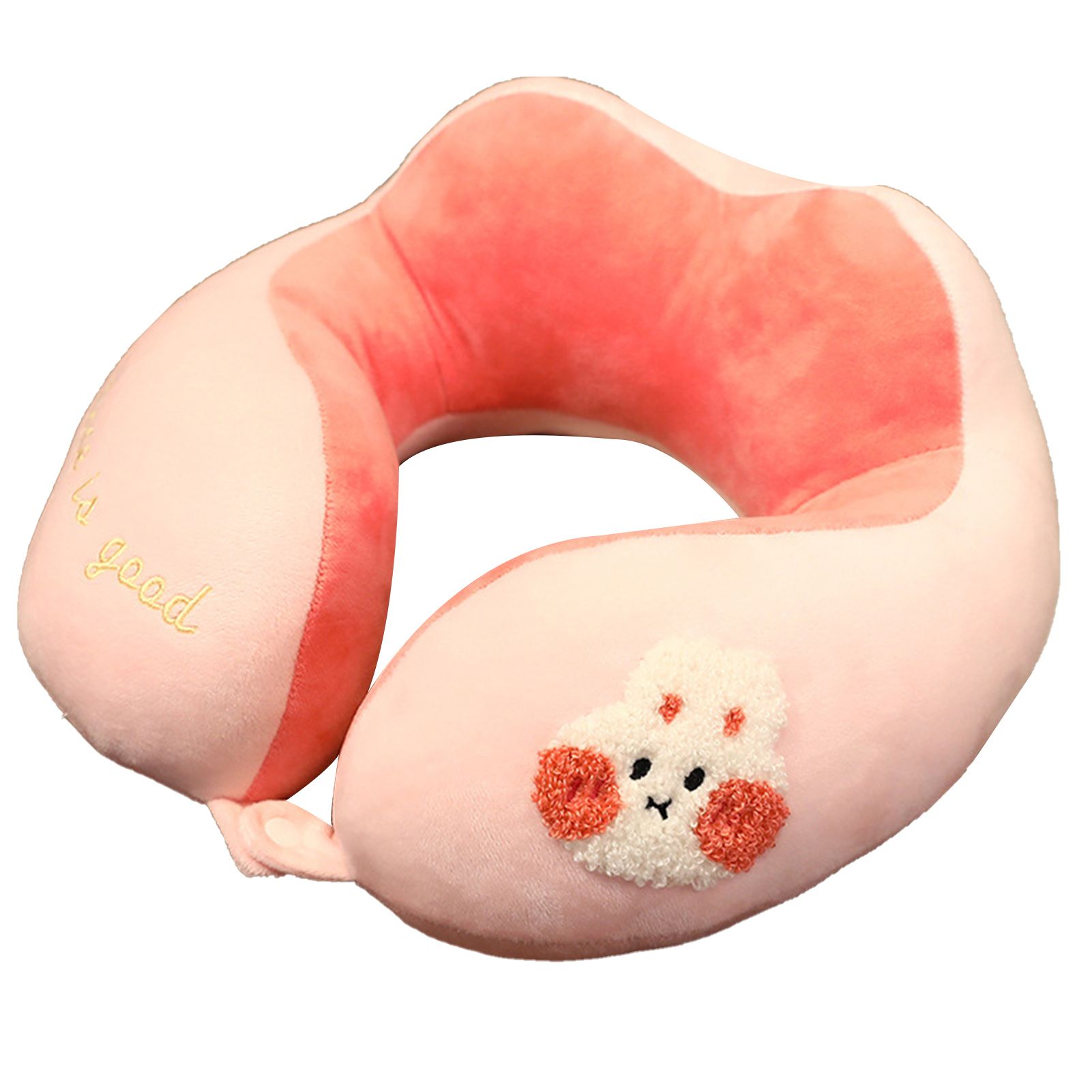 Neck Pillow Cute Animal High Resiliency U Shaped Headrest Airplane Pillow for Travel Office Rabbit About 30x30cm/11.8x11.8in - Image 1