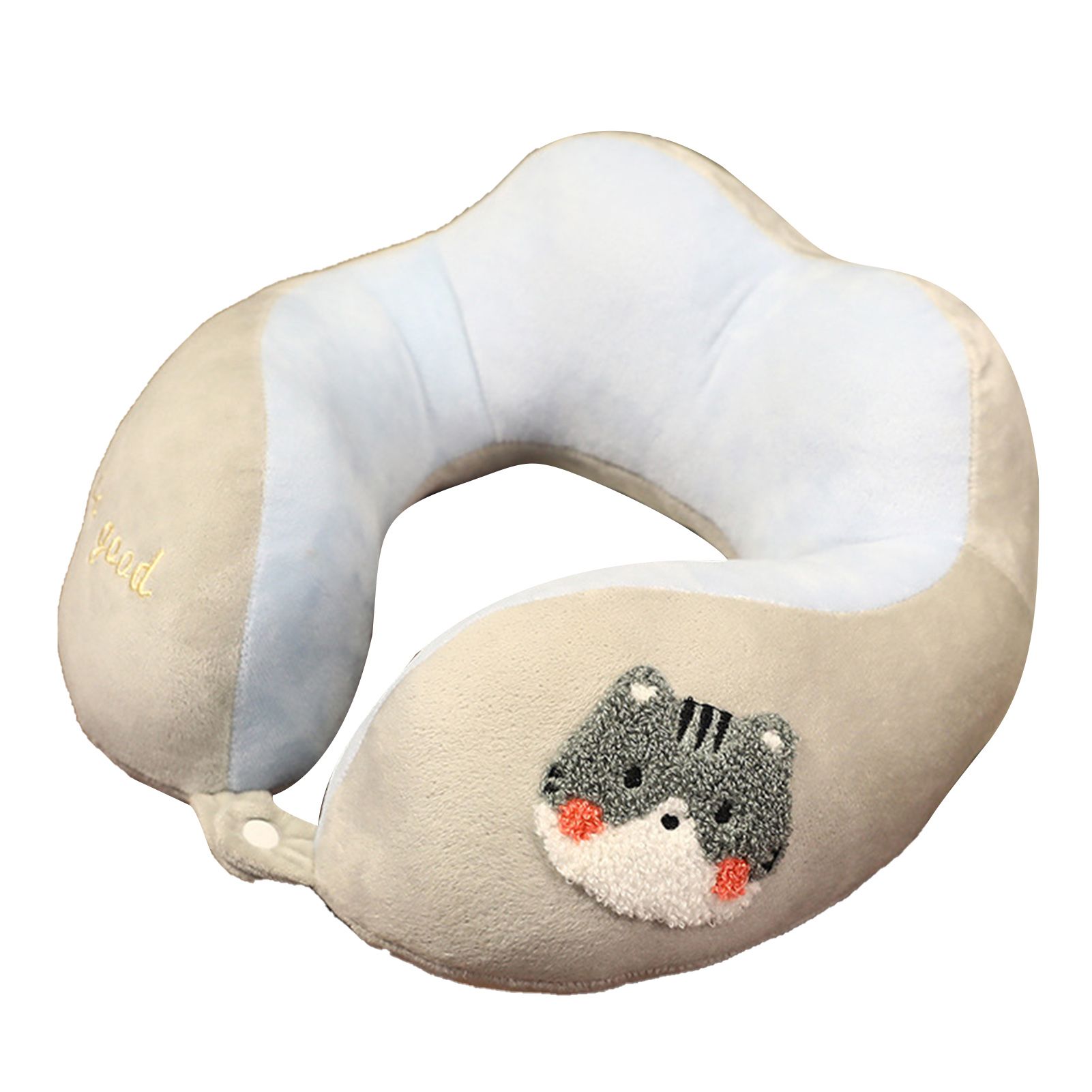 Neck Pillow Cute Animal High Resiliency U Shaped Headrest Airplane Pillow for Travel Office Cat About 30x30cm/11.8x11.8in - Image 1
