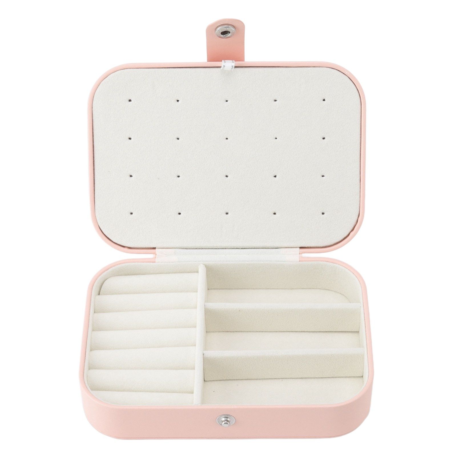 Jewelry Case Portable Beautiful Pink Necklace Ring Ear Stud Storage Box Adjustment Leather Travel Jewelry Case with Lock - Image 1