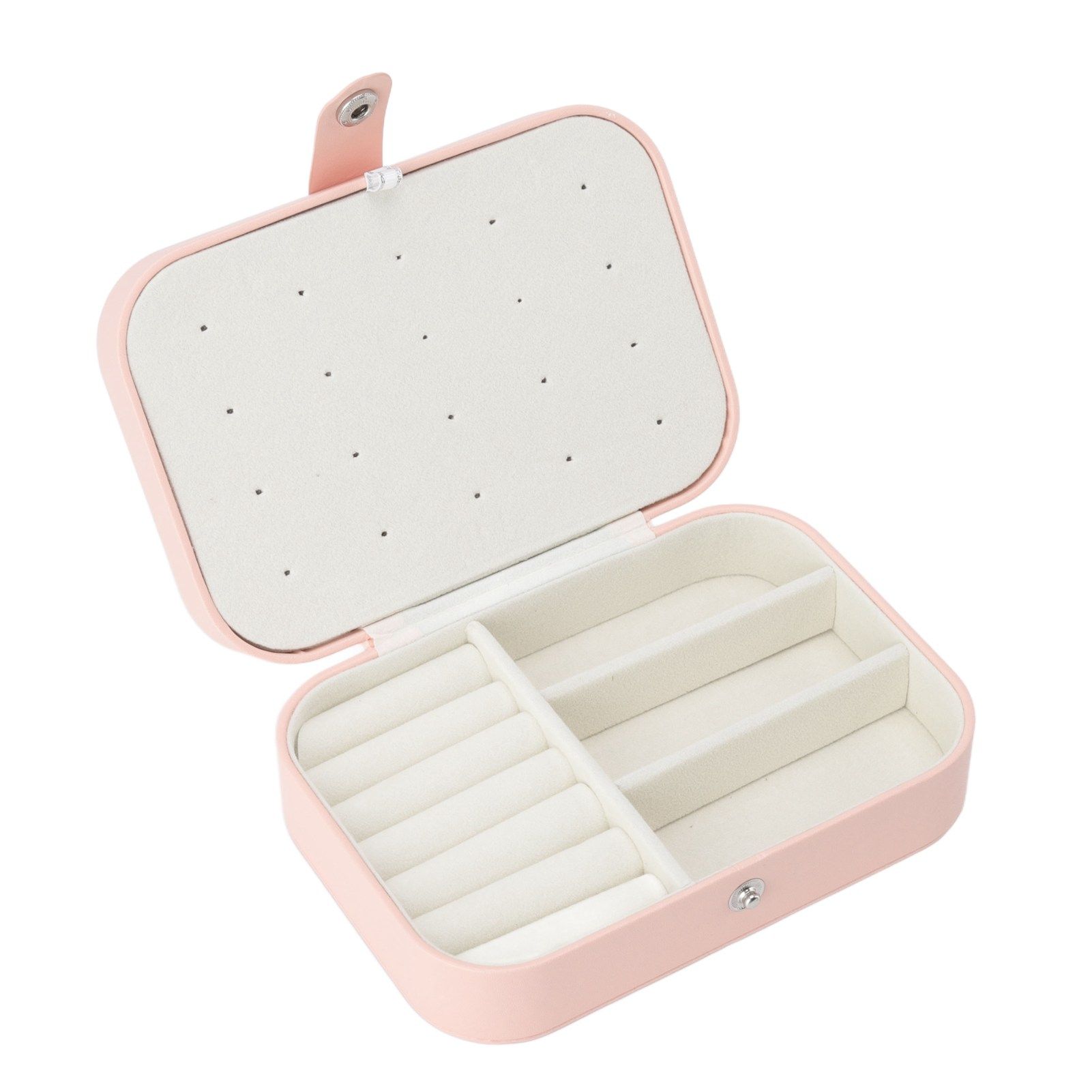 Jewelry Case Portable Beautiful Pink Necklace Ring Ear Stud Storage Box Adjustment Leather Travel Jewelry Case with Lock - Image 2
