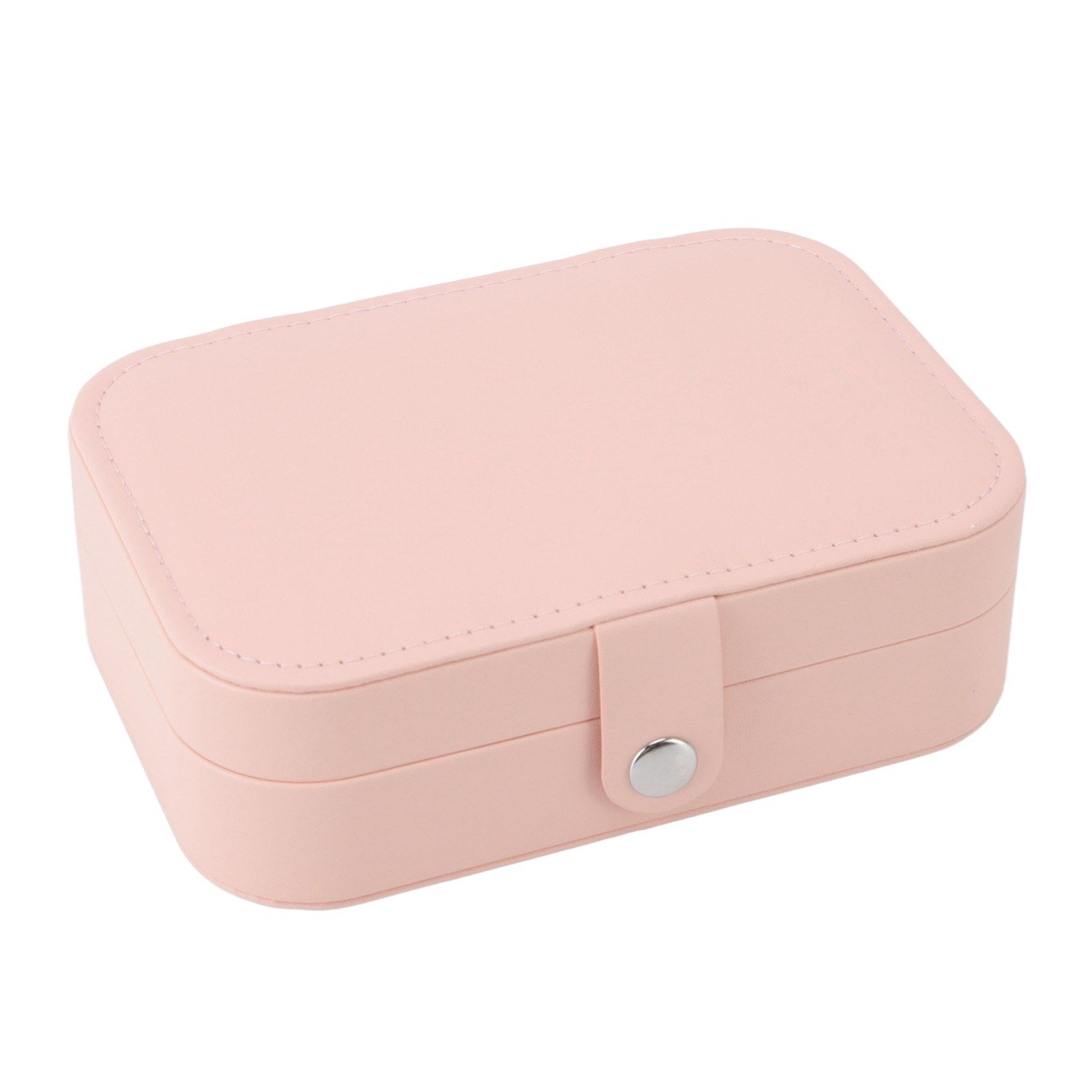 Jewelry Case Portable Beautiful Pink Necklace Ring Ear Stud Storage Box Adjustment Leather Travel Jewelry Case with Lock - Image 4