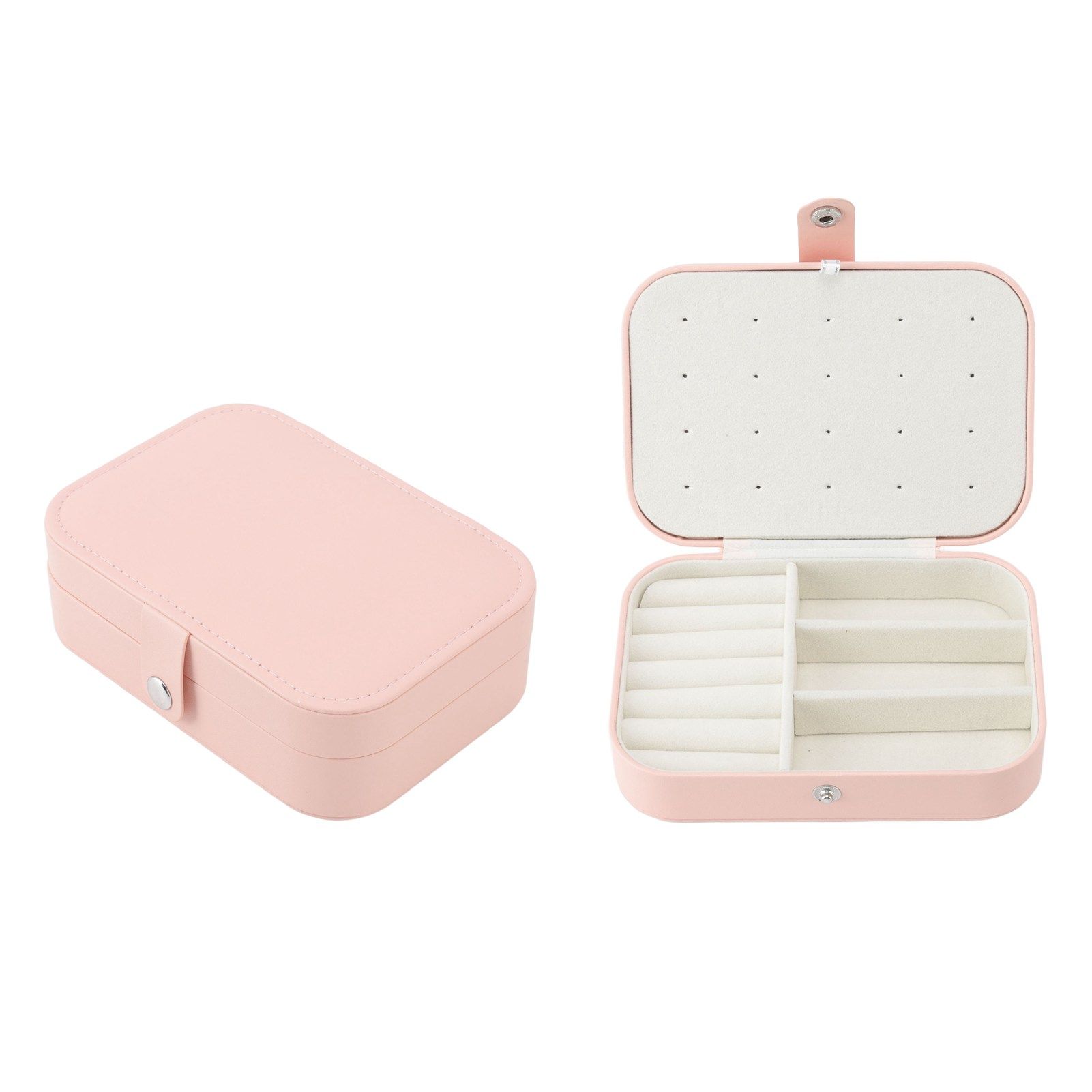 Jewelry Case Portable Beautiful Pink Necklace Ring Ear Stud Storage Box Adjustment Leather Travel Jewelry Case with Lock - Image 8