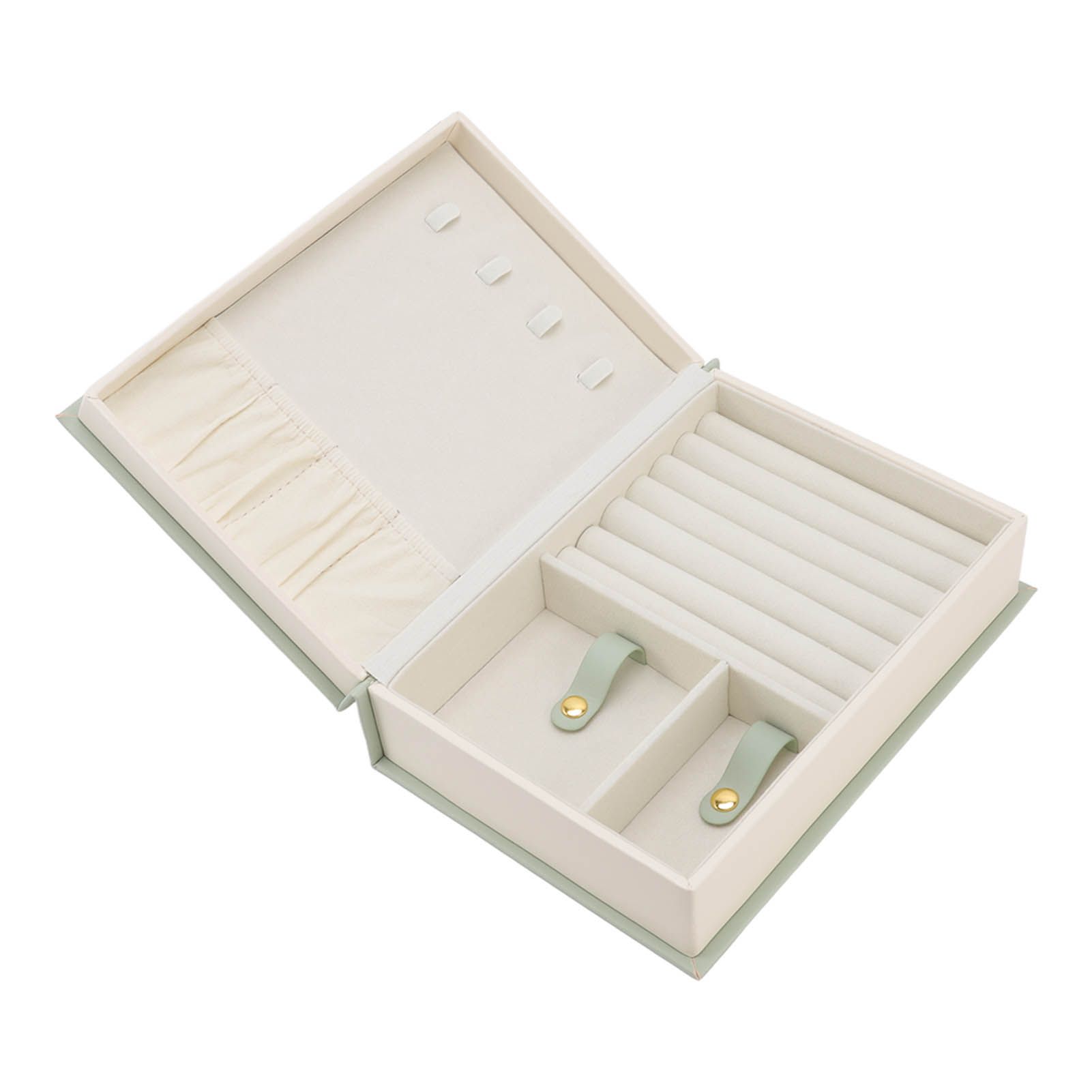 Jewellery Box Leather Jewelry Storage Case Large Capacity Portable for Earring Necklace - Image 3