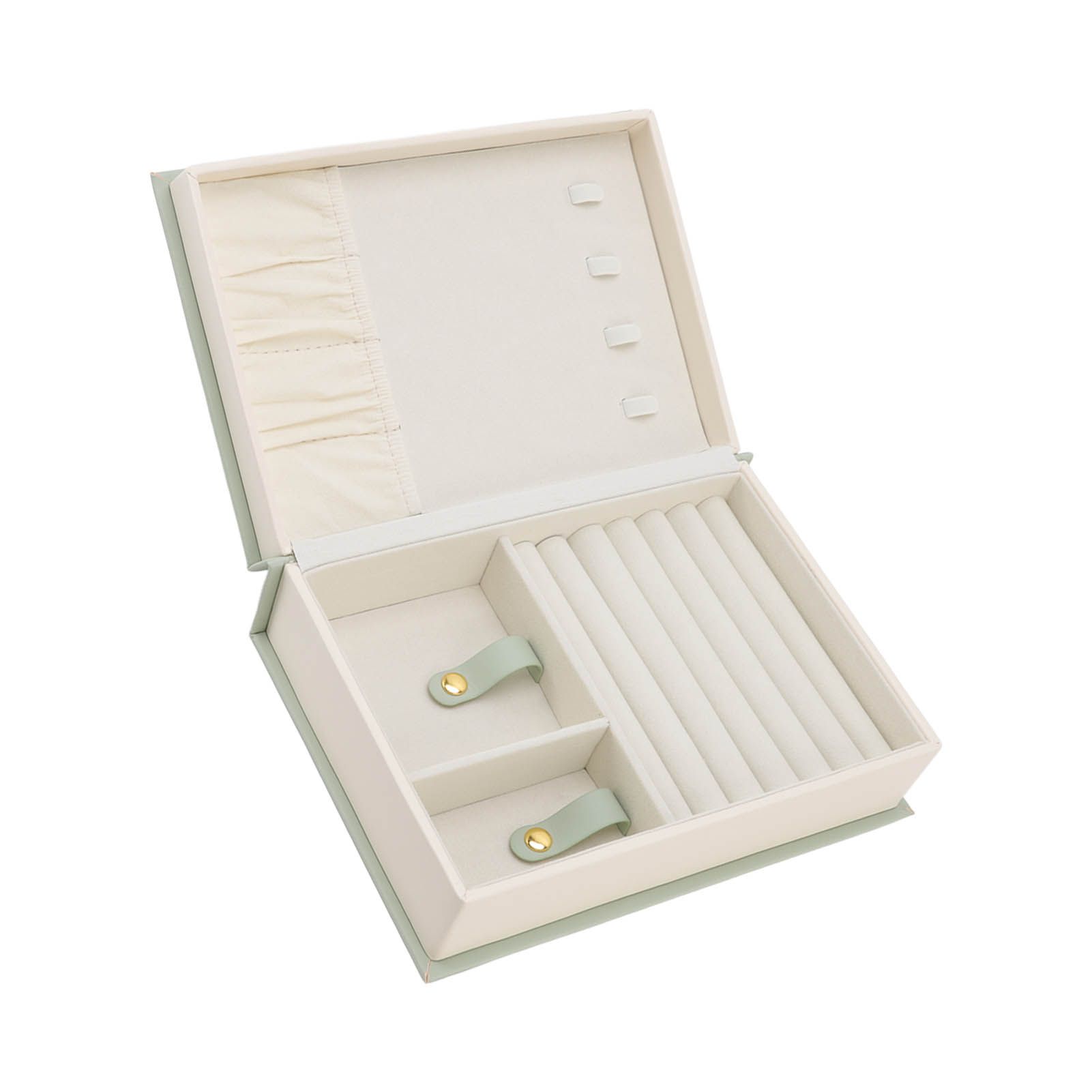 Jewellery Box Leather Jewelry Storage Case Large Capacity Portable for Earring Necklace - Image 6