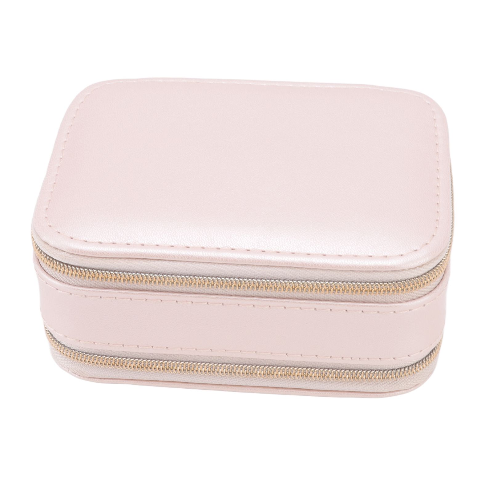 Jewelry Case Double Layer Portable Pink Necklace Hook Design Convenient Handle Travel Jewelry Box - Image 1