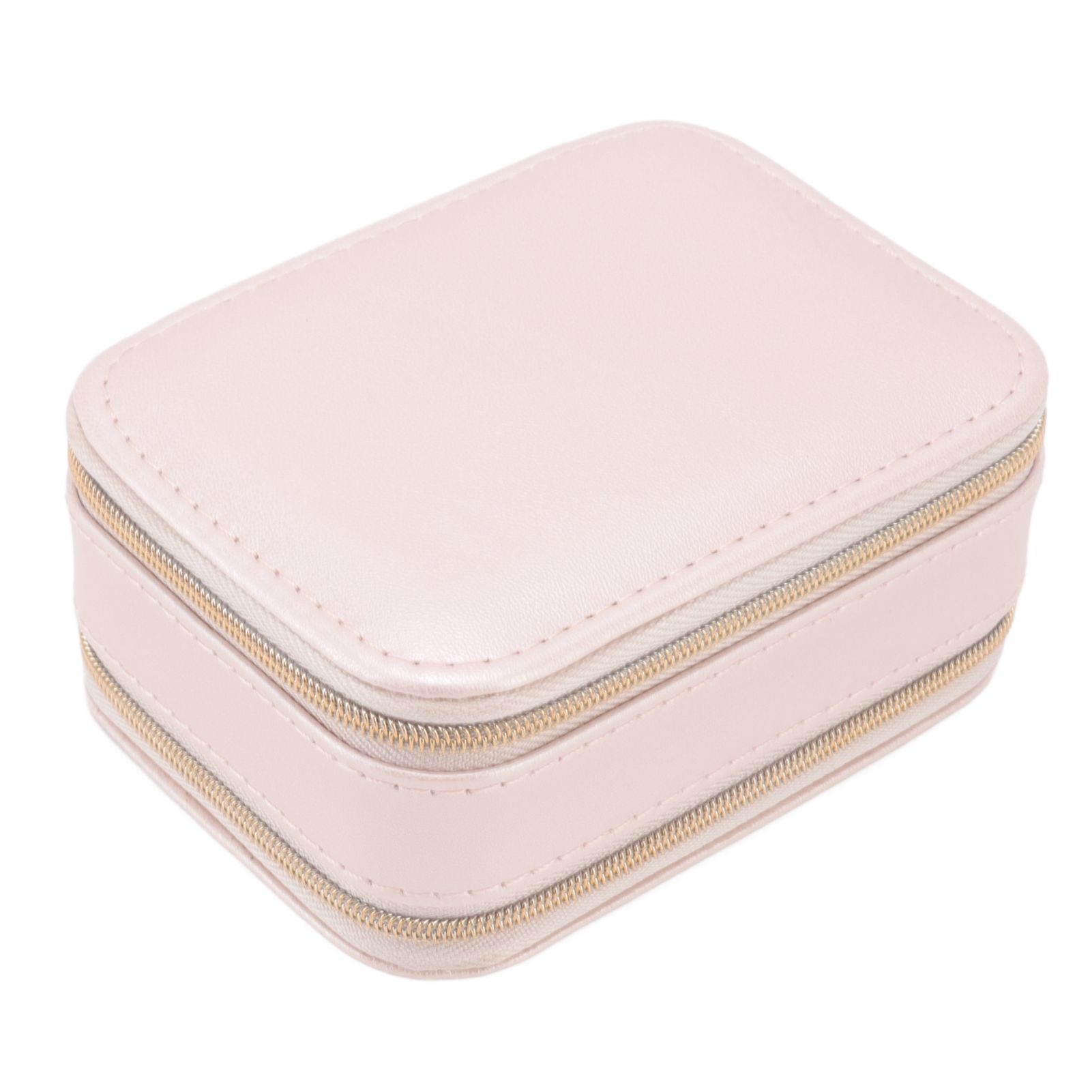 Jewelry Case Double Layer Portable Pink Necklace Hook Design Convenient Handle Travel Jewelry Box - Image 5