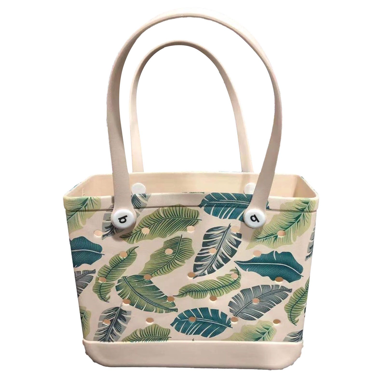 Women Storage EVA Handbag Hole Design Beach Casual Bag for Outdoor Sport Shopping Traveling Leaves Small - Image 1