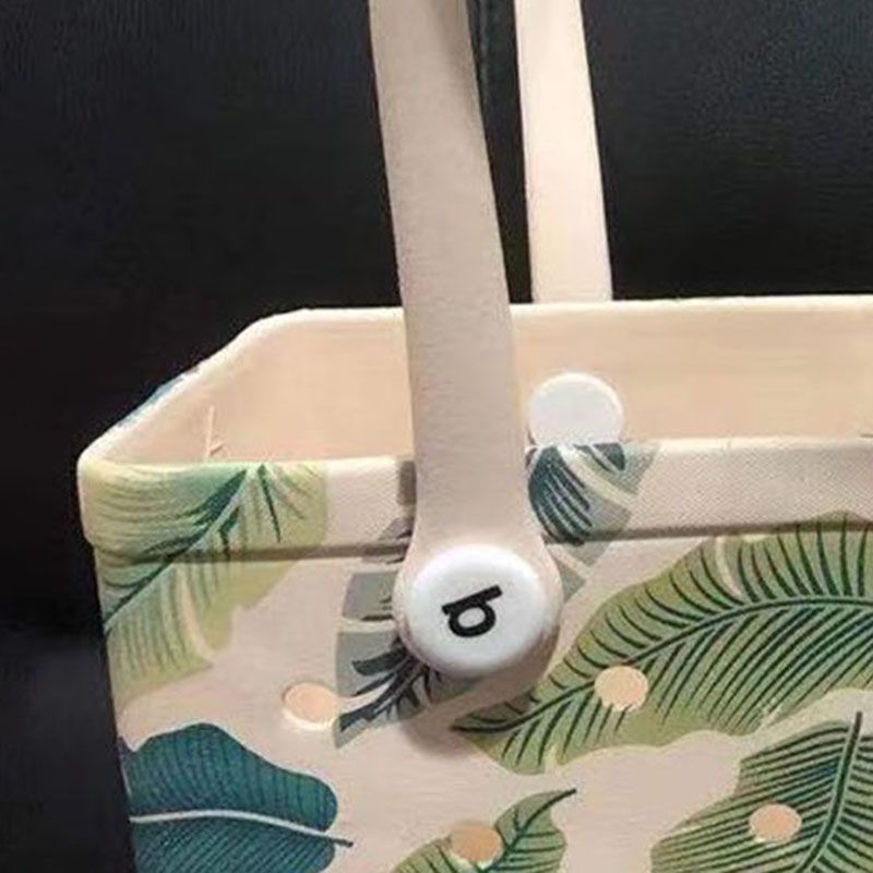 Women Storage EVA Handbag Hole Design Beach Casual Bag for Outdoor Sport Shopping Traveling Leaves Small - Image 3