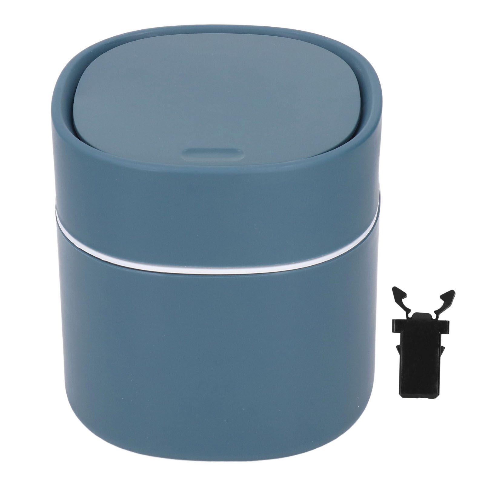 Mini Desktop Trash Can Debris Storage Cleaning Can with Lid for Coffee Table Dressing Table Desktop Countertop Blue - Image 1